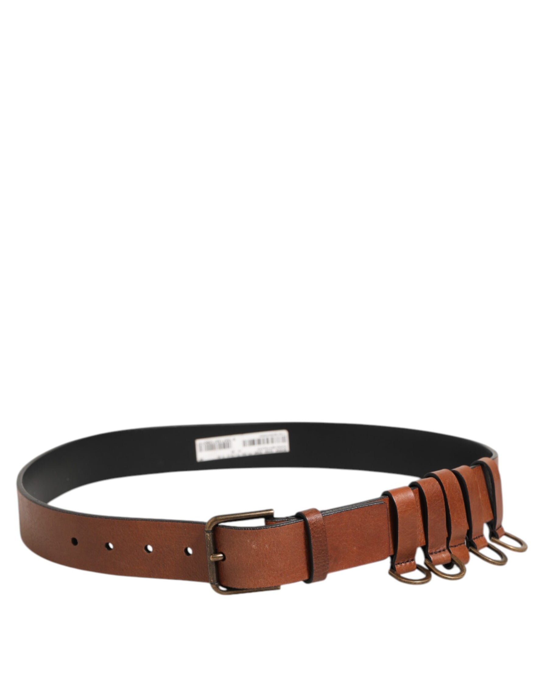 Dolce & Gabbana Brown Classic Gold Metal Logo Buckle Men Belt | Regal Royce