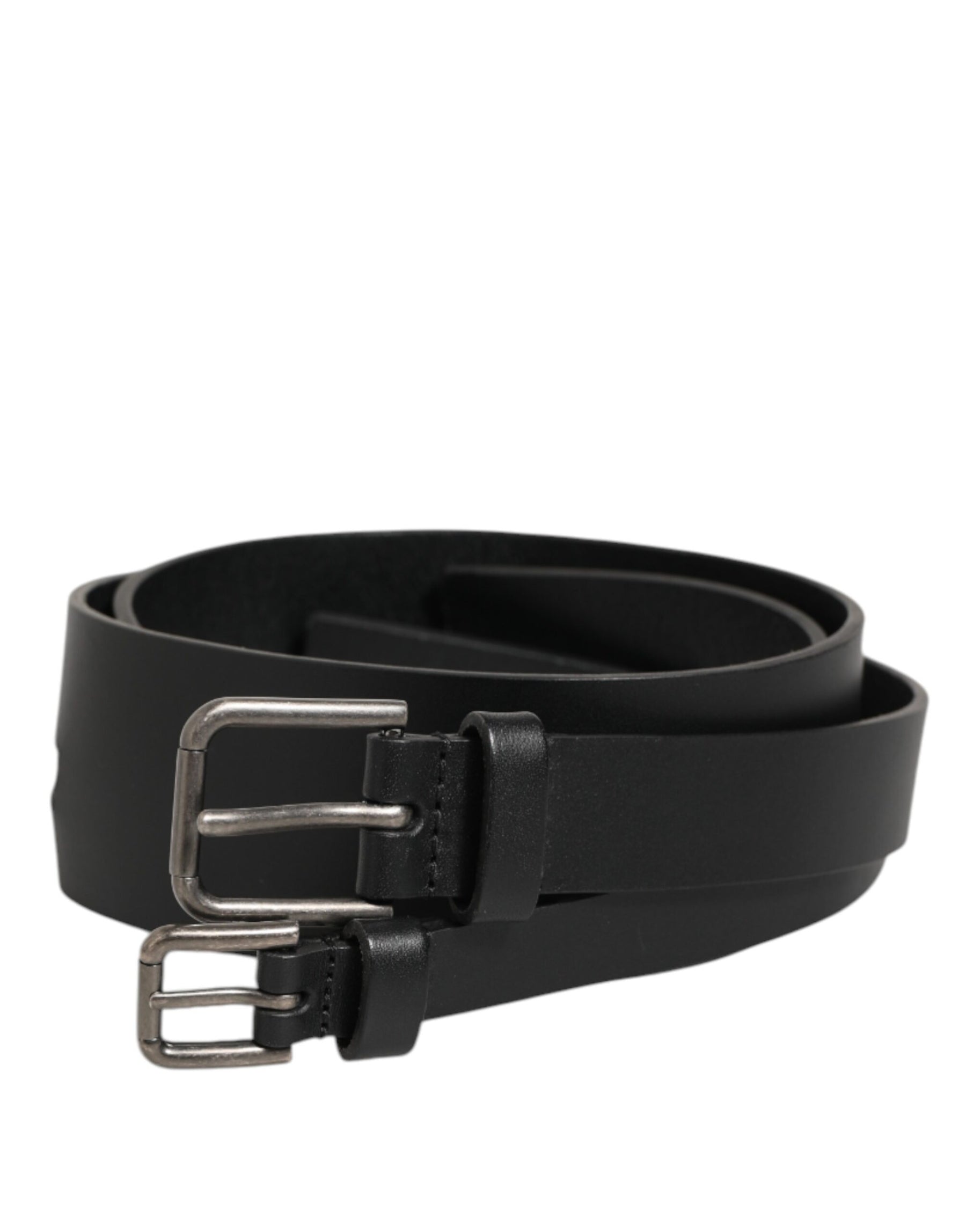 Dolce & Gabbana Black Double Strap Leather Buckle Men Belt | Regal Royce