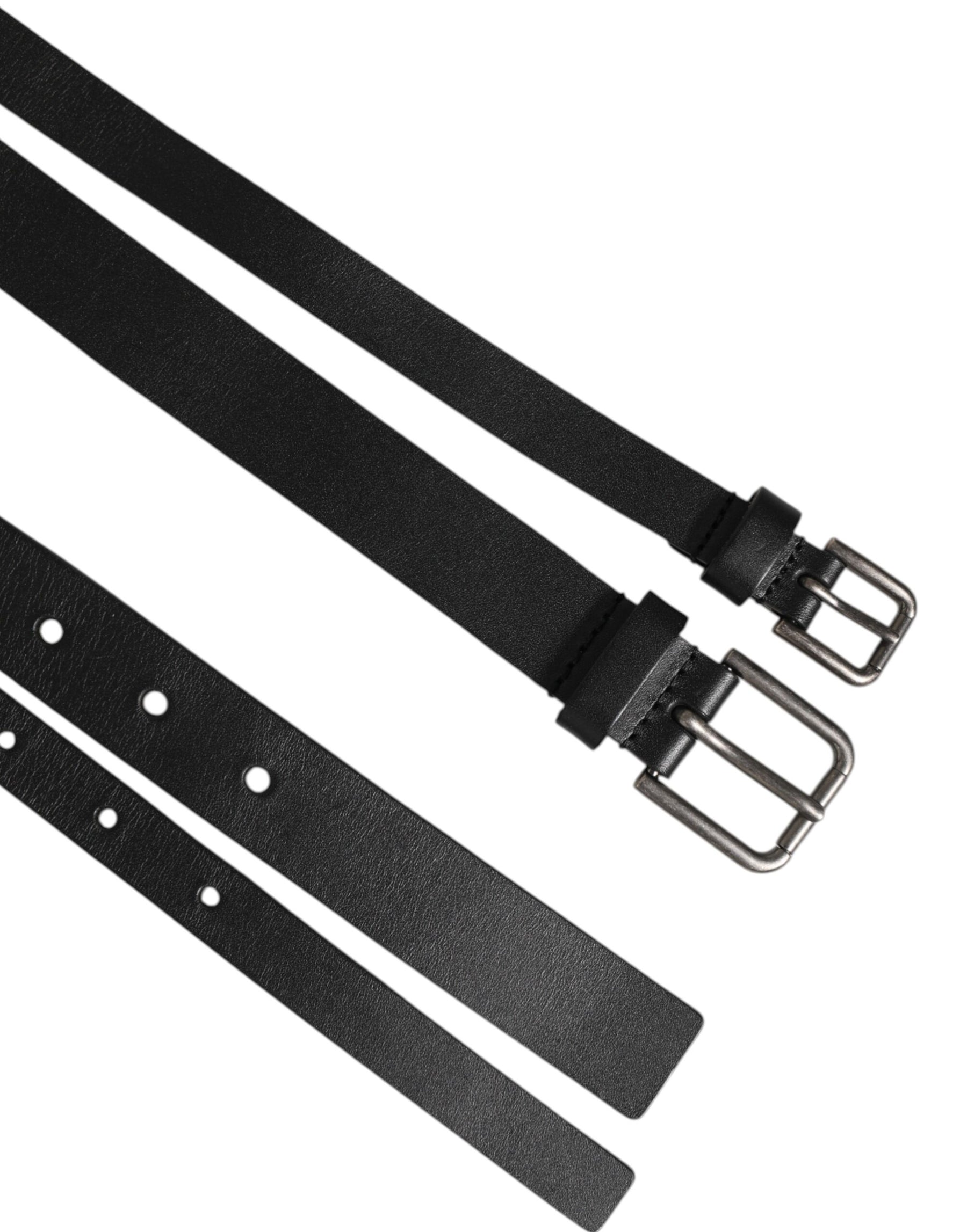 Dolce & Gabbana Black Double Strap Leather Buckle Men Belt | Regal Royce