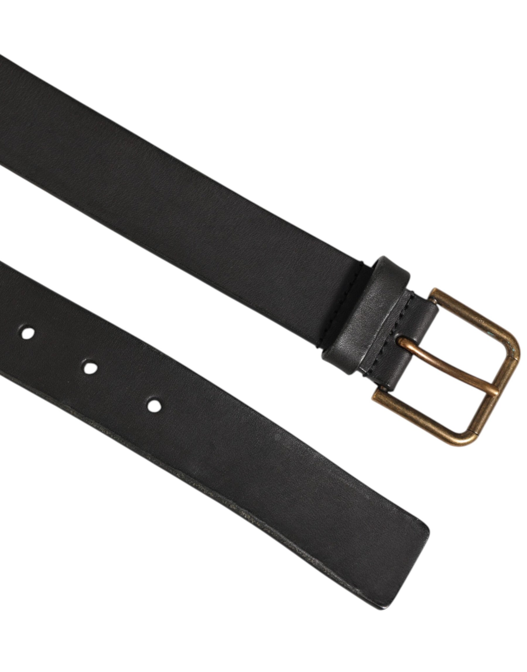 Dolce & Gabbana Black Leather Metal Buckle Classic Men Belt | Regal Royce