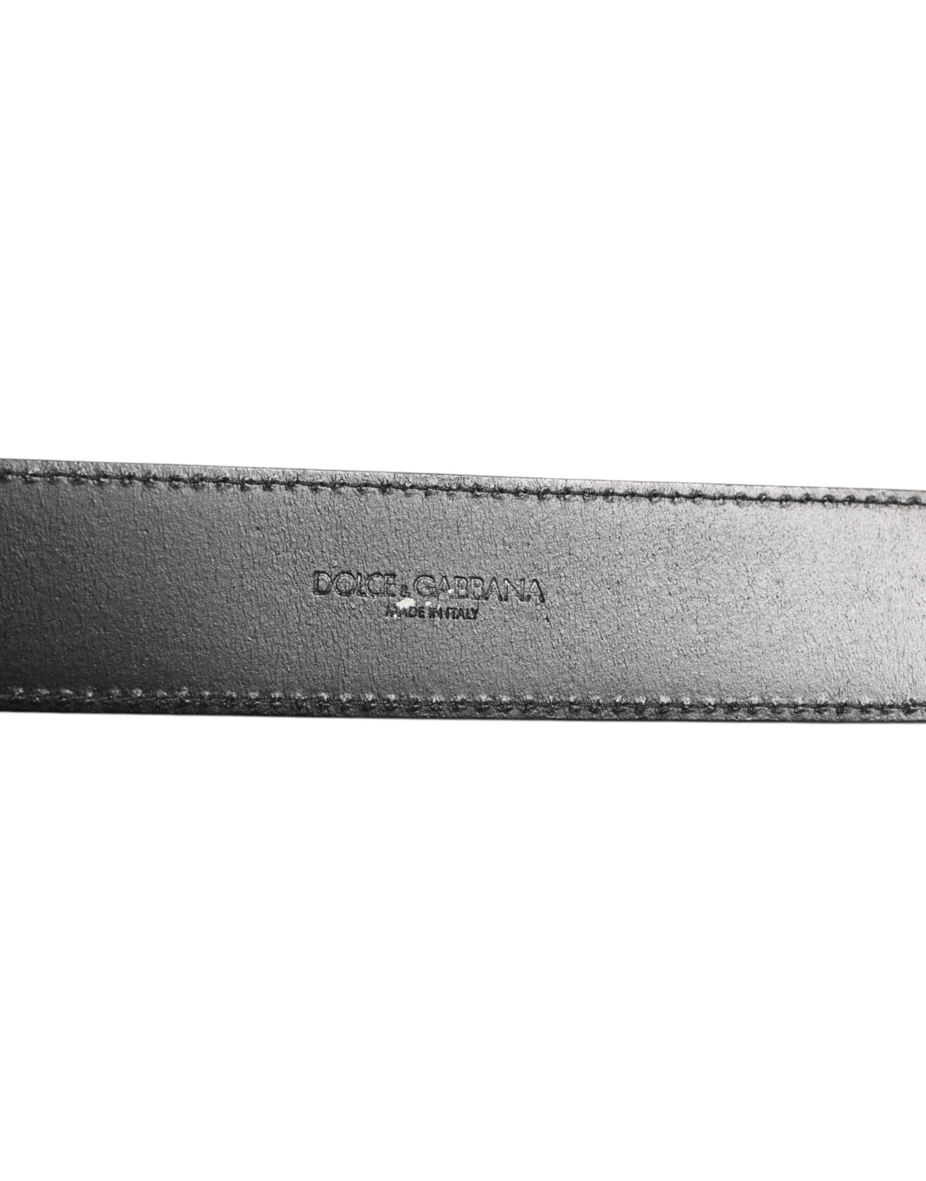 Dolce & Gabbana Black Leather Classic Metal Logo Buckle Belt | Regal Royce