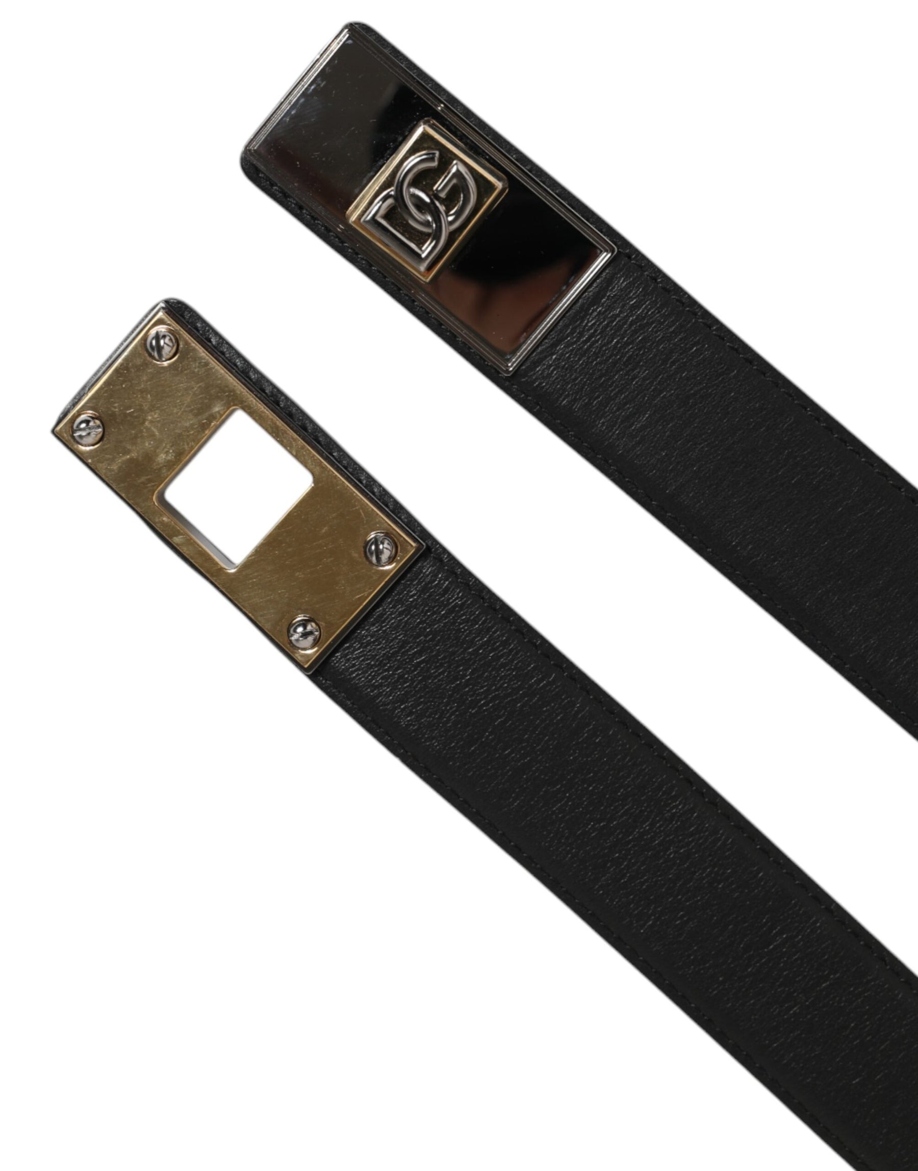 Dolce & Gabbana Black Leather Classic Metal Logo Buckle Belt | Regal Royce