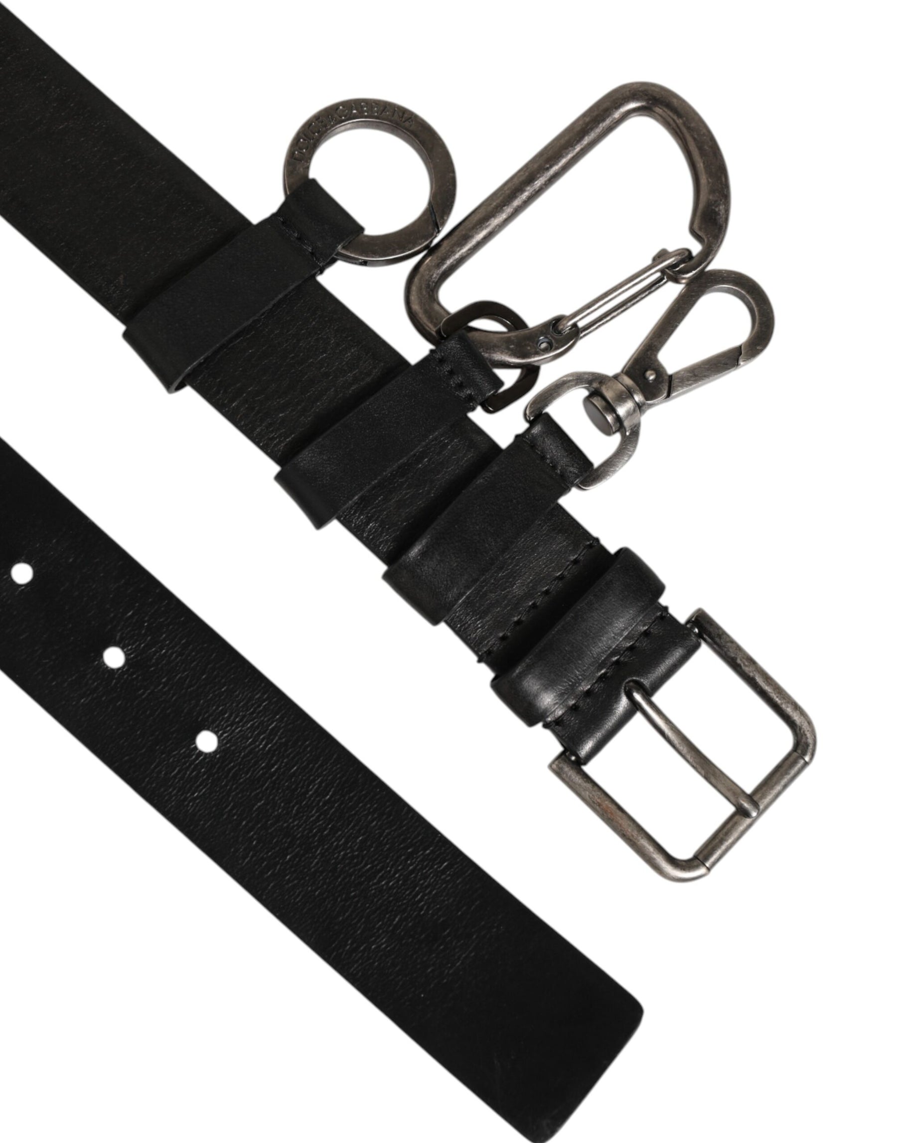 Dolce & Gabbana Black Key Ring Clip Attachments Buckle Belt | Regal Royce