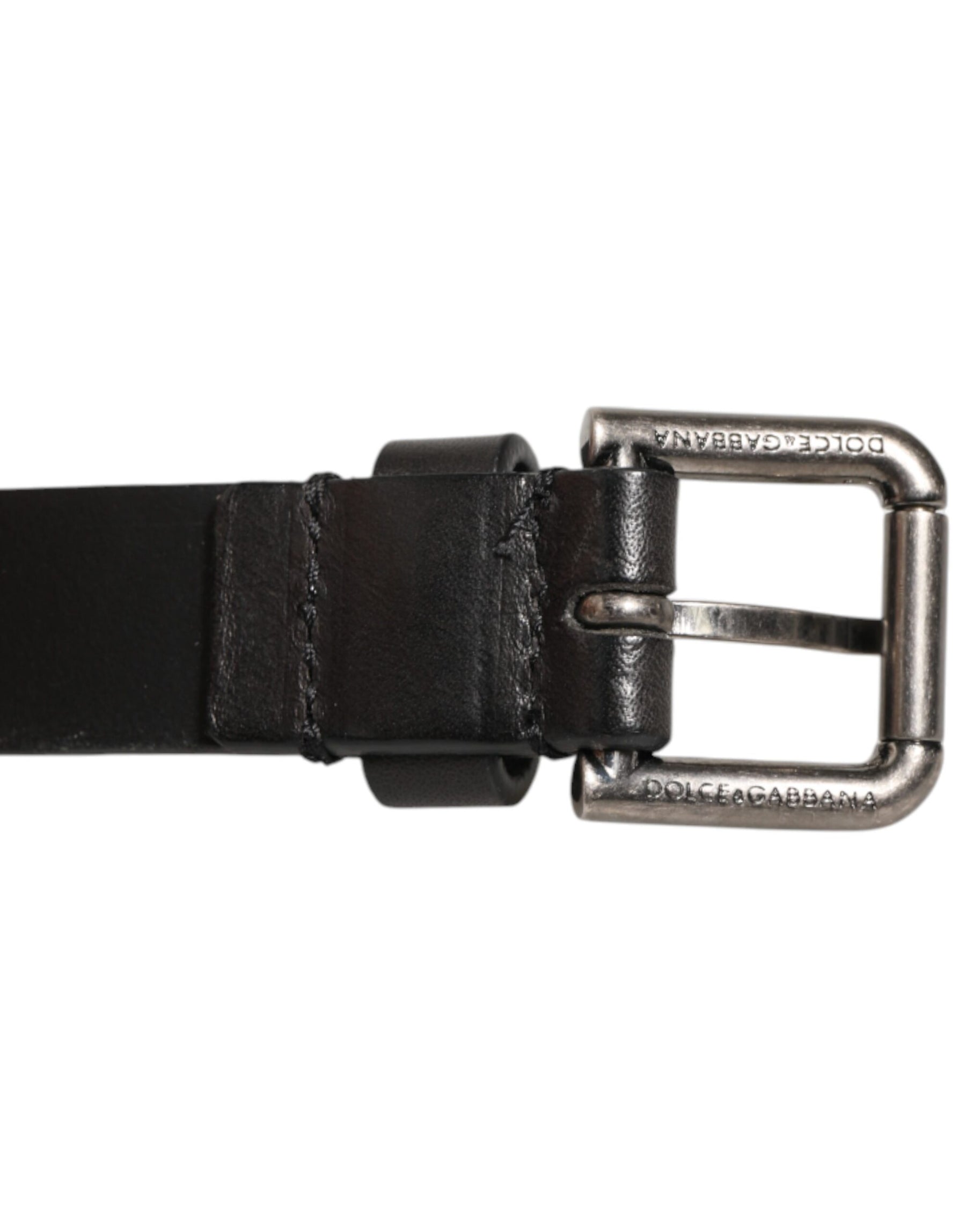 Dolce & Gabbana Black Double Strap Leather Silver Buckle Belt | Regal Royce