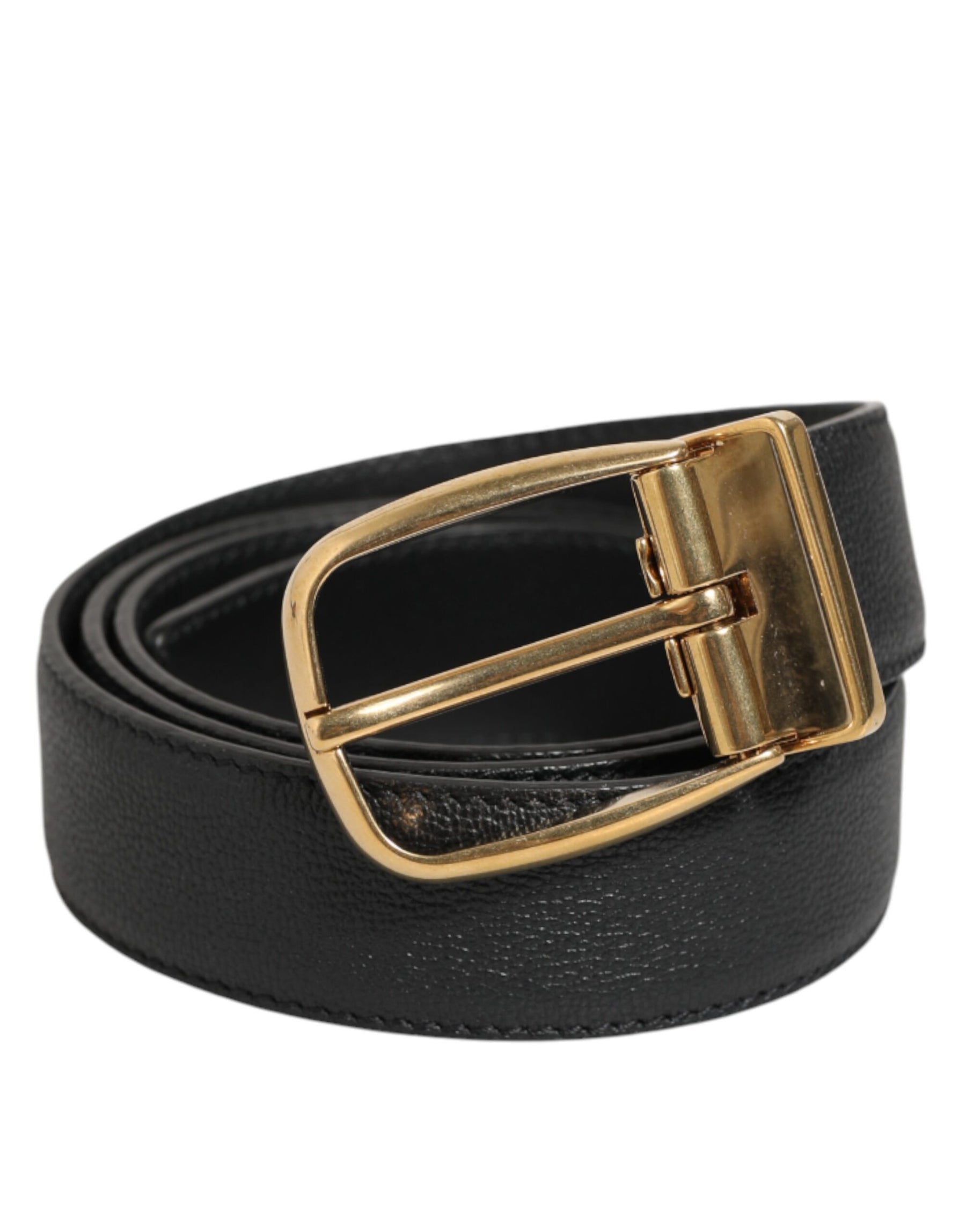 Dolce & Gabbana Black Leather Classic Metal Logo Buckle Belt | Regal Royce