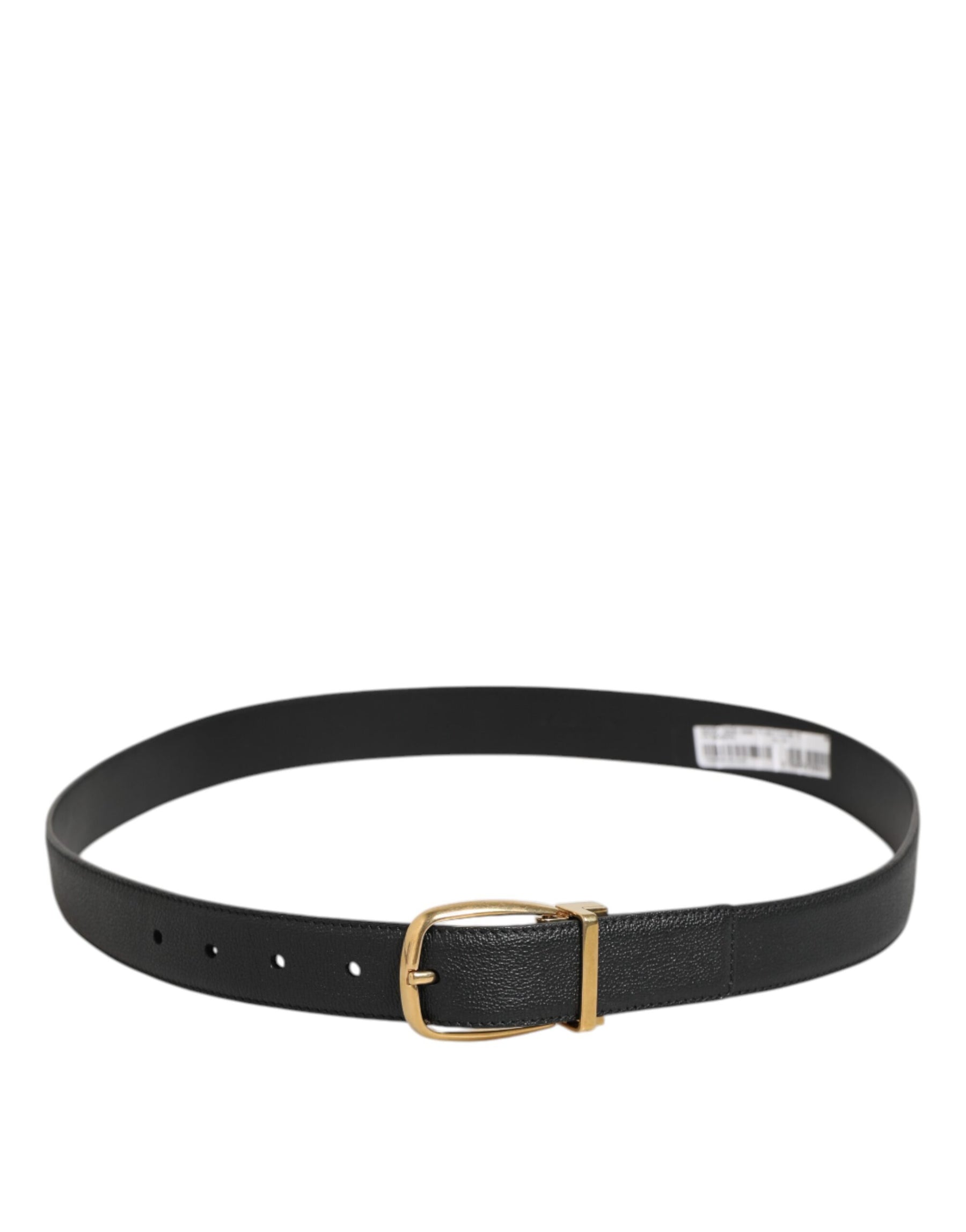 Dolce & Gabbana Black Leather Classic Metal Logo Buckle Belt | Regal Royce