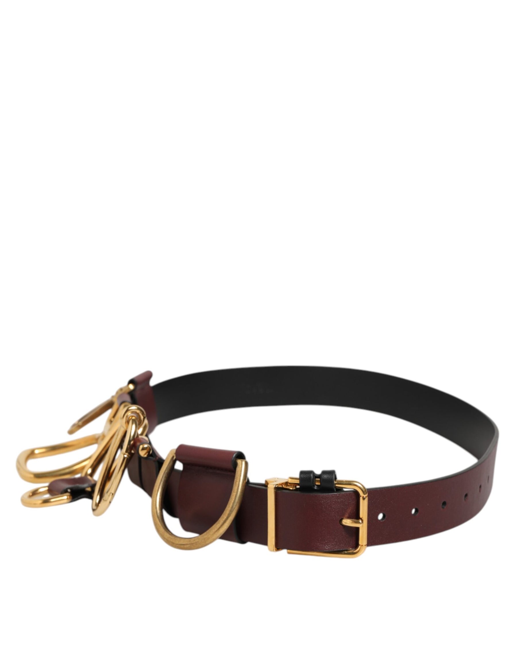 Dolce & Gabbana Brown Key Ring Clip Attachments Buckle Belt | Regal Royce