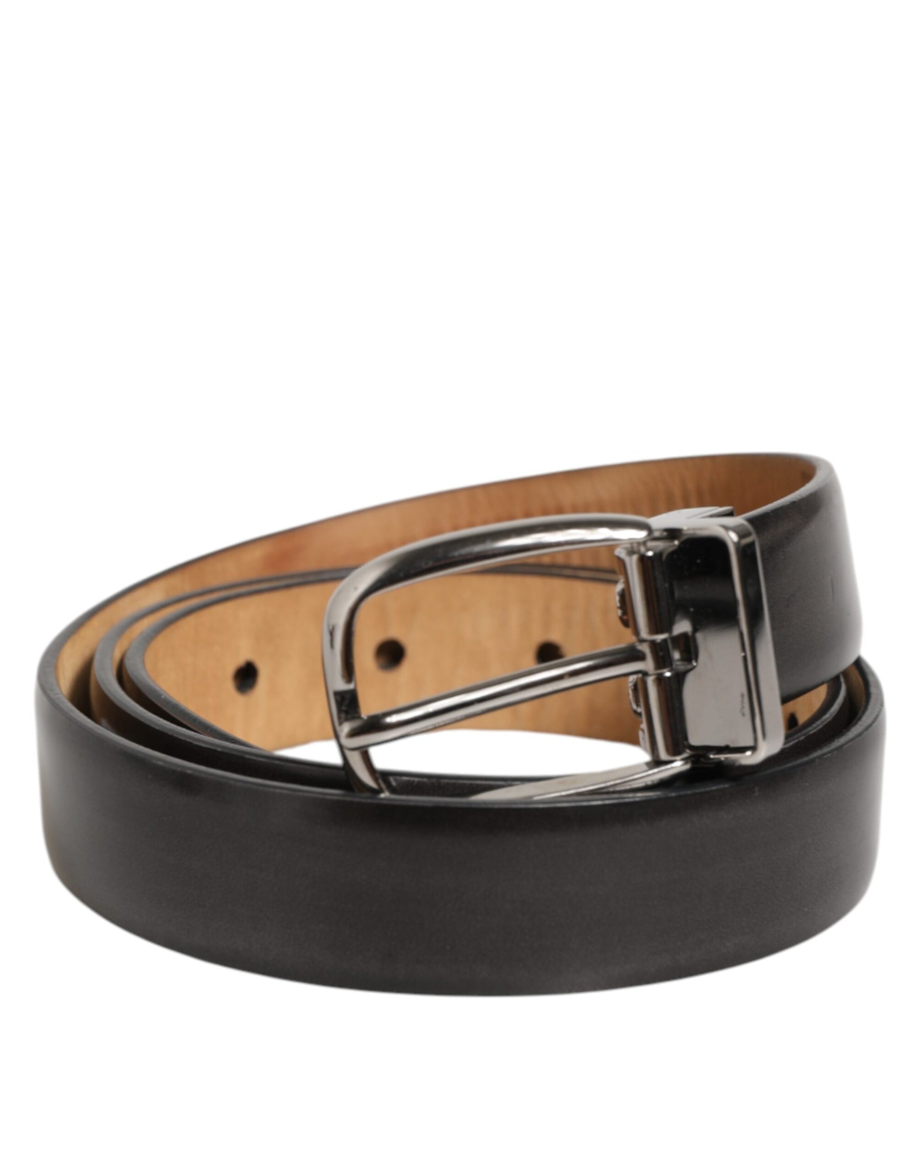 Dolce & Gabbana Black Classic Leather Silver-Tone Buckle Belt | Regal Royce