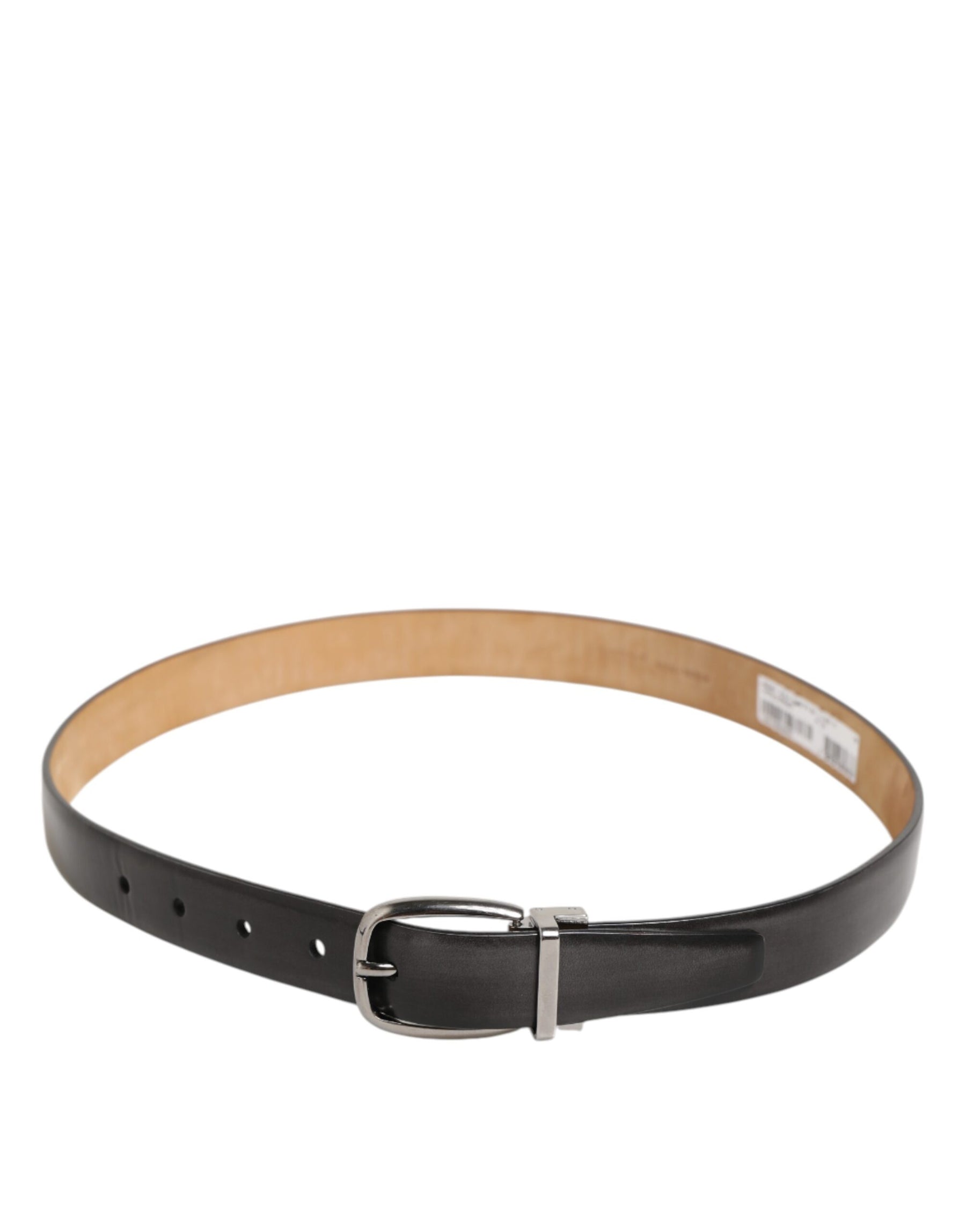 Dolce & Gabbana Black Classic Leather Silver-Tone Buckle Belt | Regal Royce