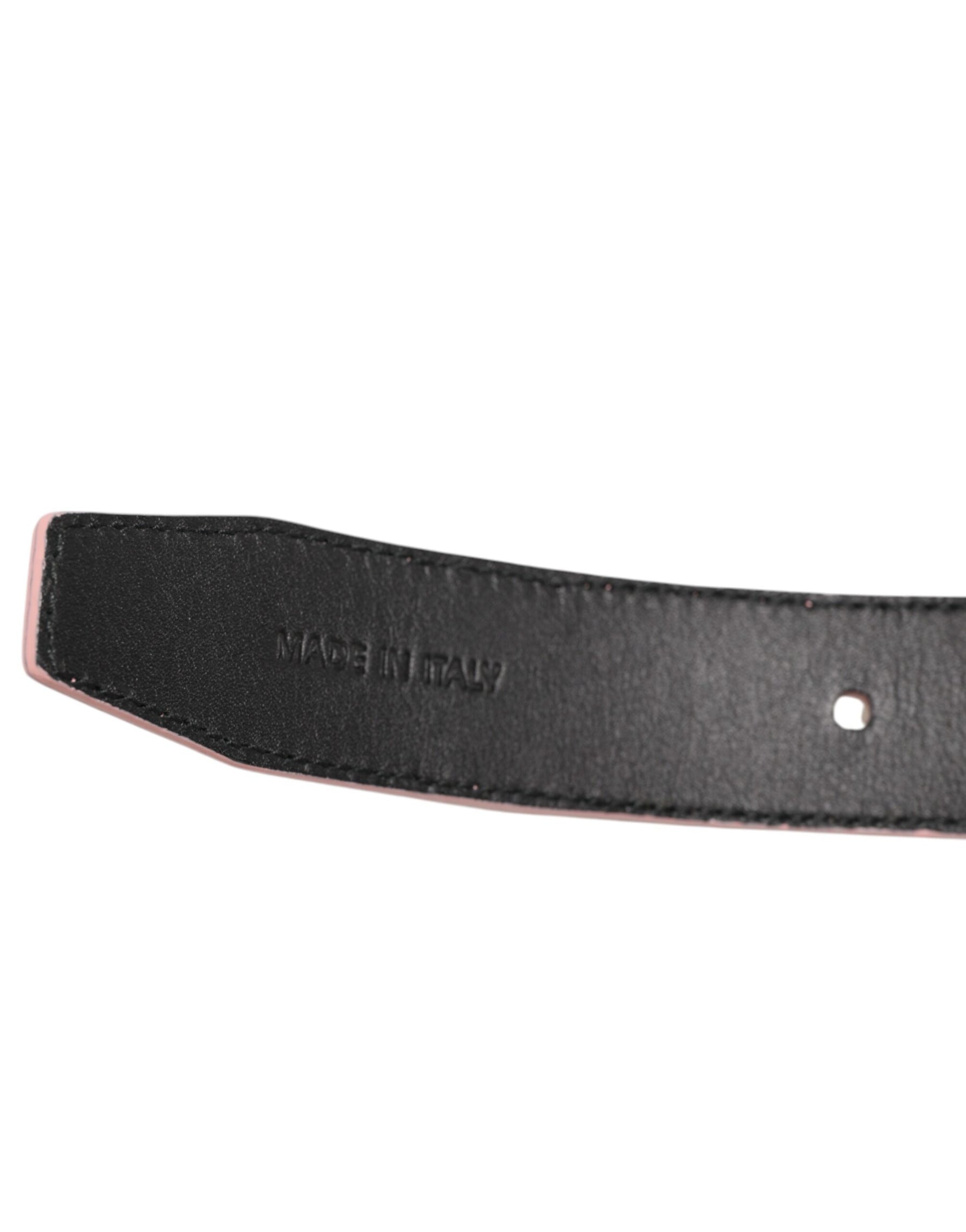 Dolce & Gabbana Pink Leather Perforated Detailing Buckle Belt | Regal Royce