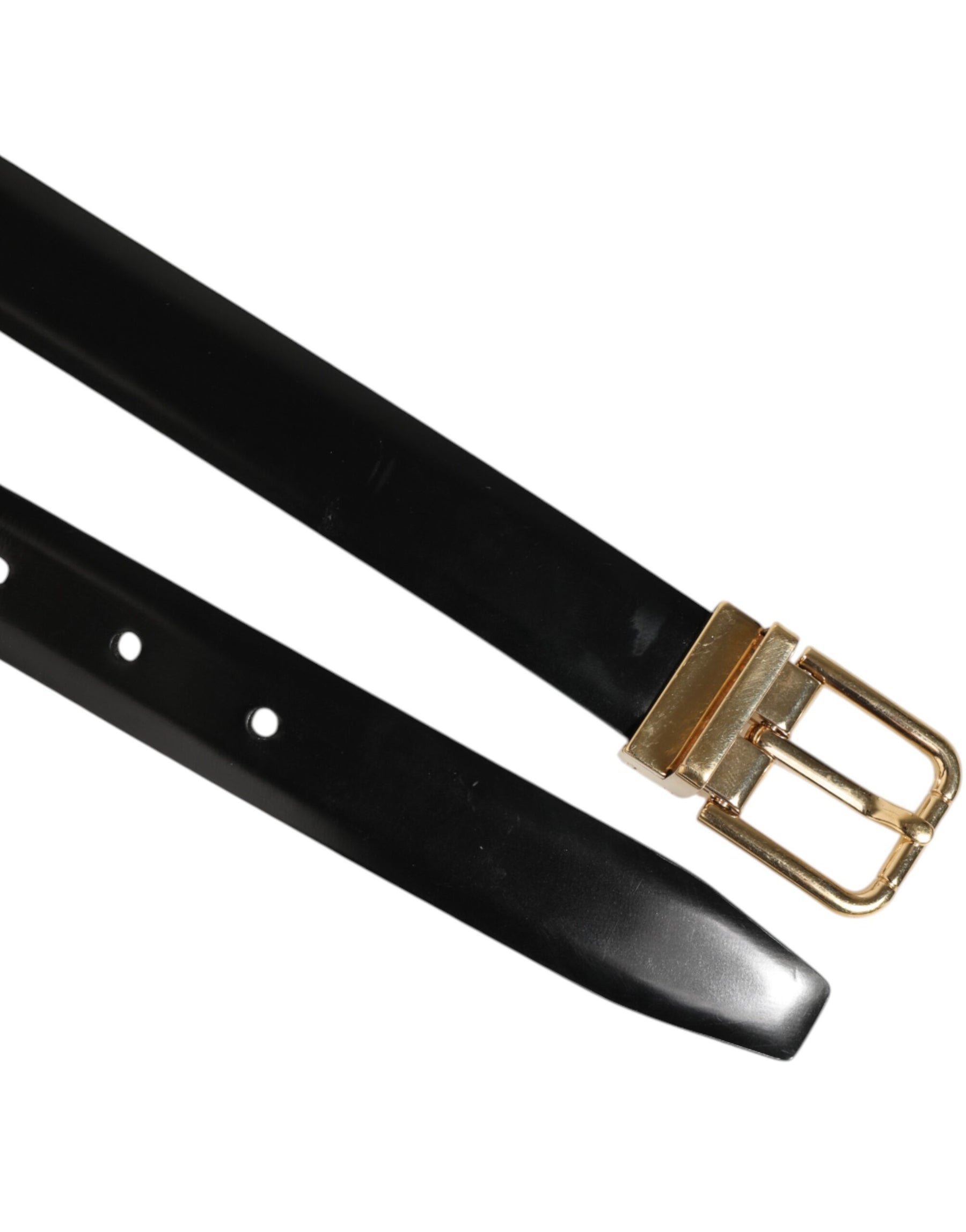 Dolce & Gabbana Black Classic Leather Gold-Tone Buckle Belt | Regal Royce