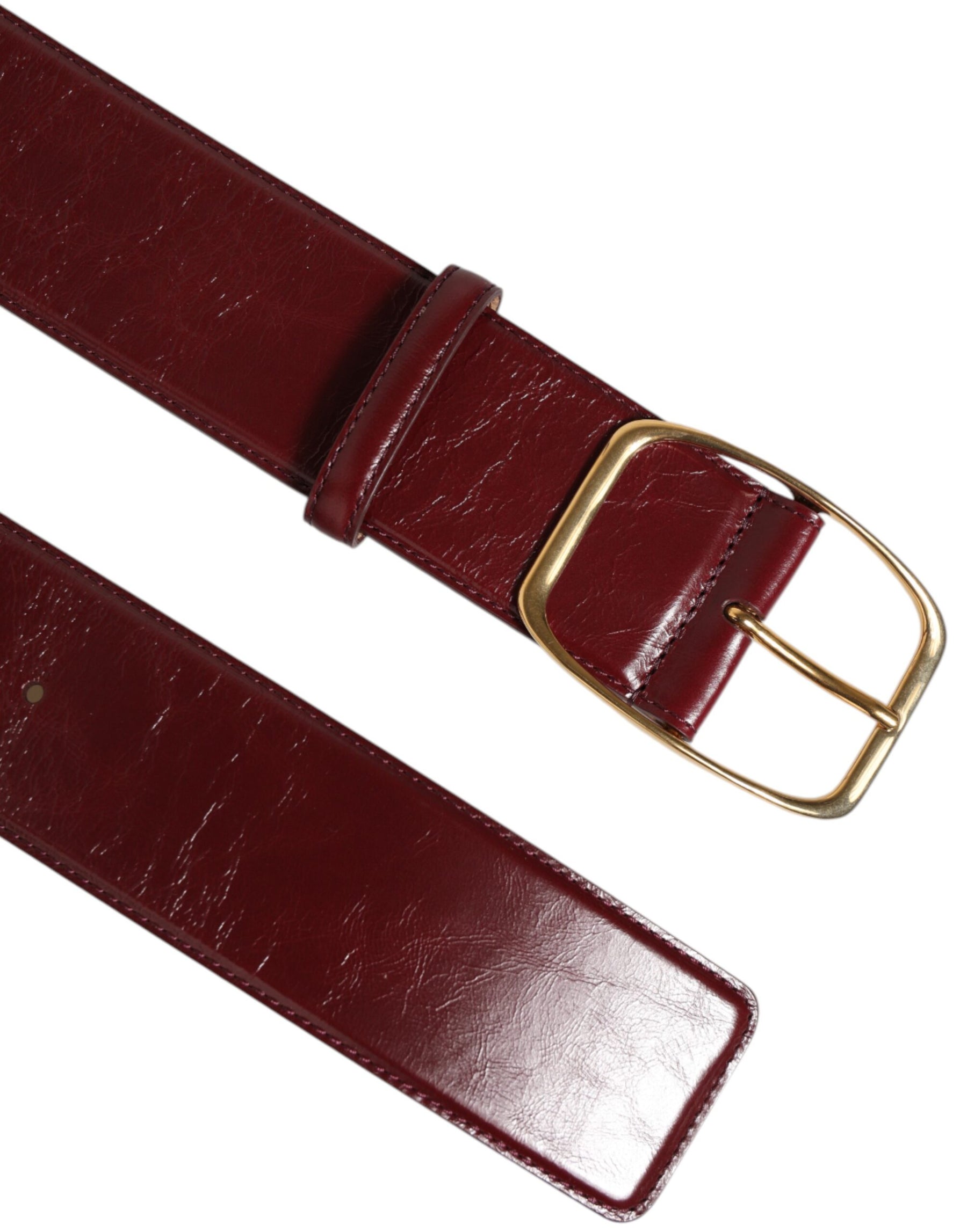 Dolce & Gabbana Burgundy Leather Gold Metal Buckle Women Belt | Regal Royce
