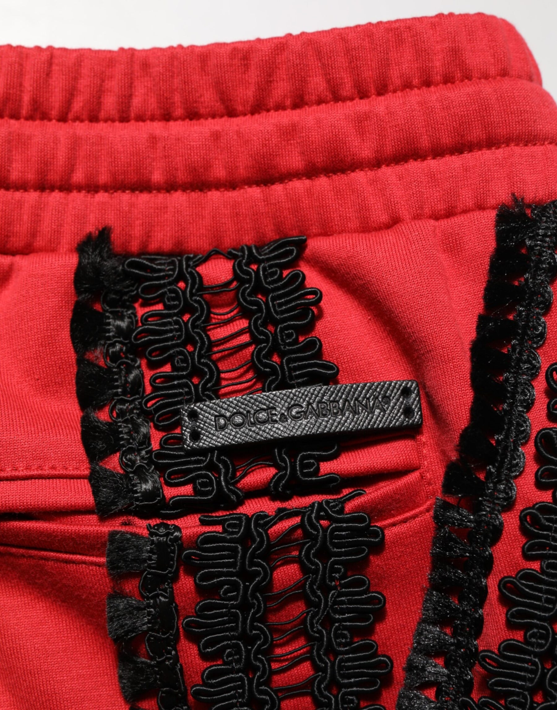Dolce & Gabbana Red Embroidered Casual Cropped Trouser Pants | Regal Royce