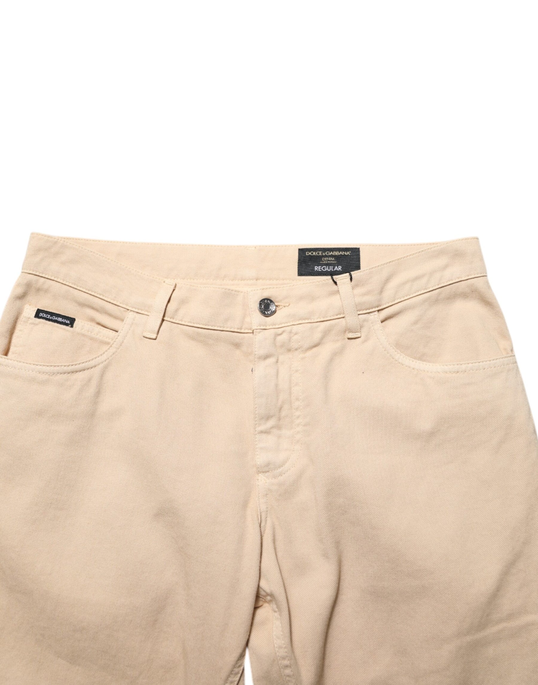 Dolce & Gabbana Beige Cotton Skinny Regular Men Denim Jeans | Regal Royce