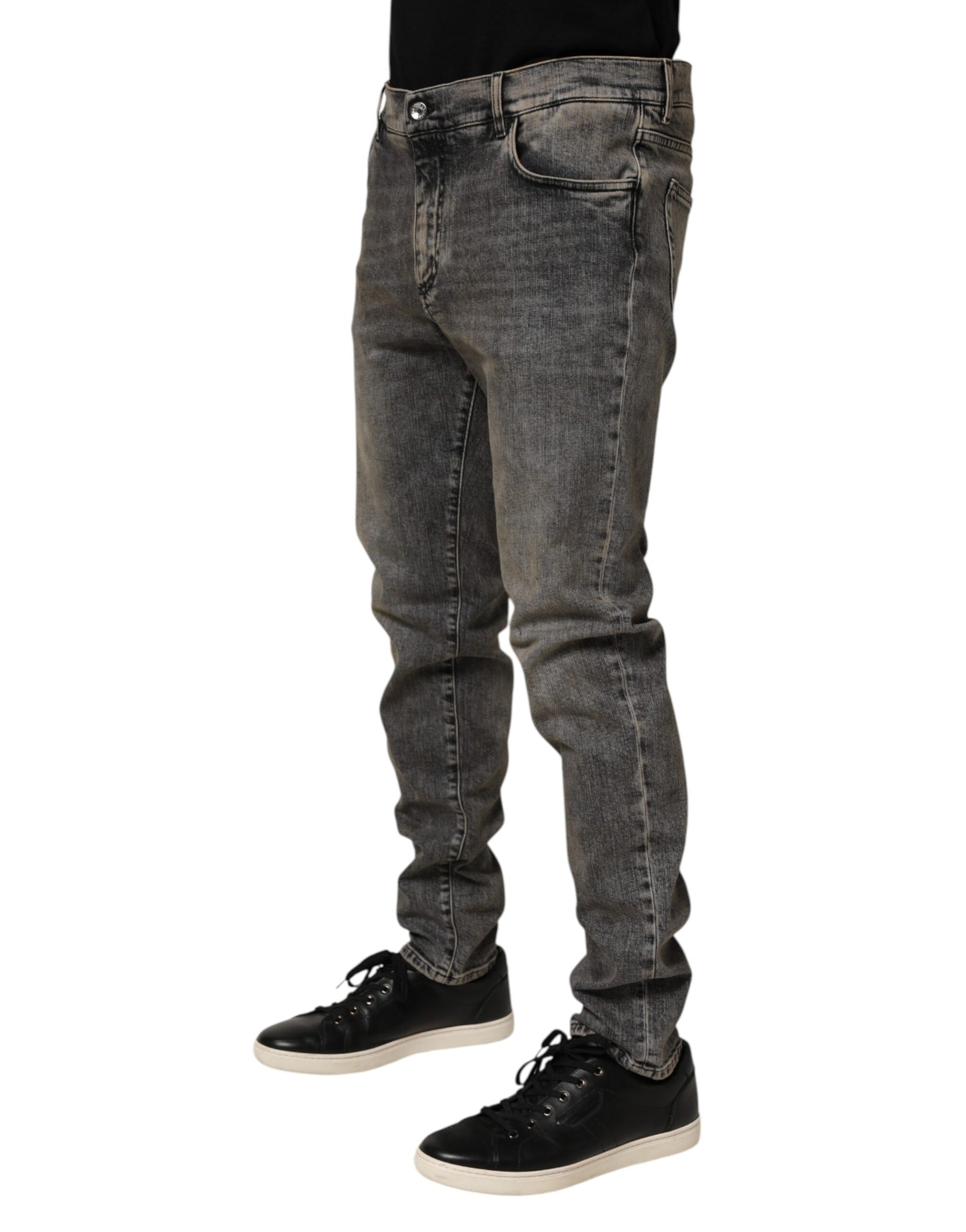 Dolce & Gabbana Gray Cotton Stretch Slim Fit Men Denim Jeans | Regal Royce