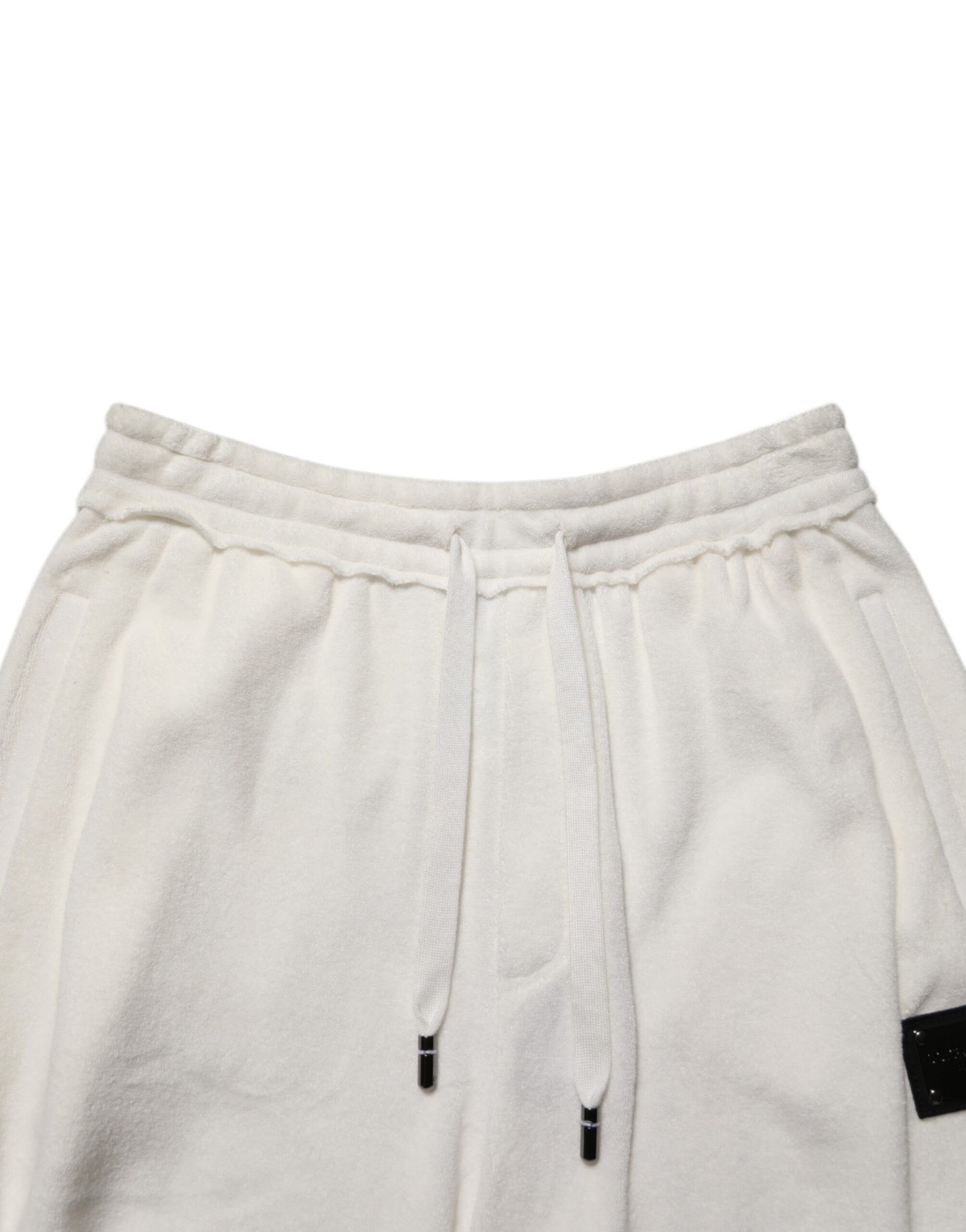 Dolce & Gabbana White Cotton Logo Plaque Men Bermuda Shorts | Regal Royce