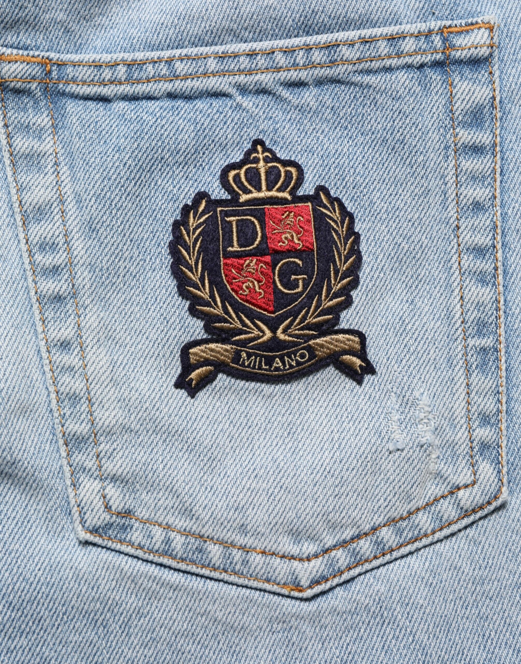 Dolce & Gabbana Blue Cotton Distressed Denim Bermuda  Shorts | Regal Royce