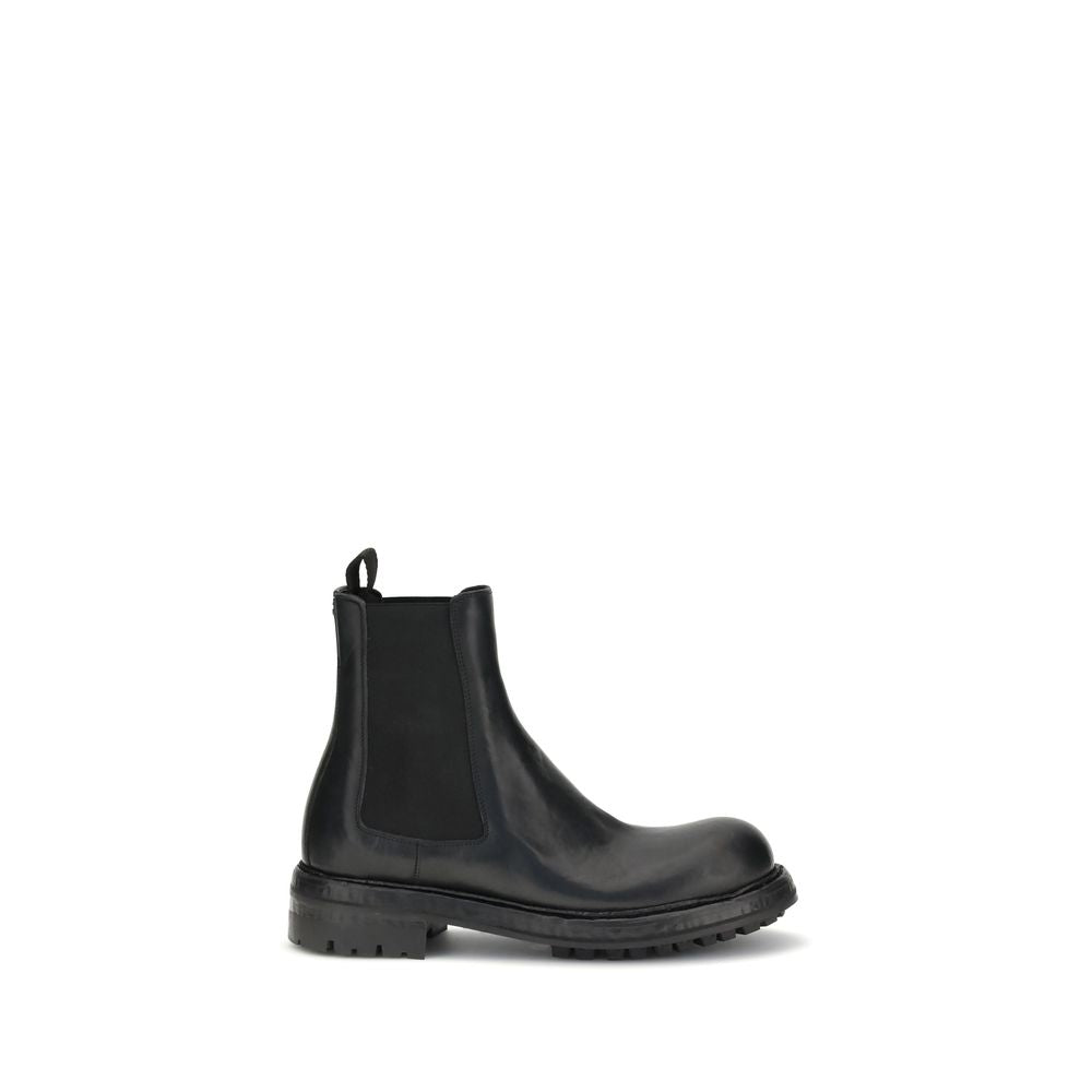 Dolce & Gabbana Black Calf Leather Bos Taurus Chelsea Boots | Regal Royce