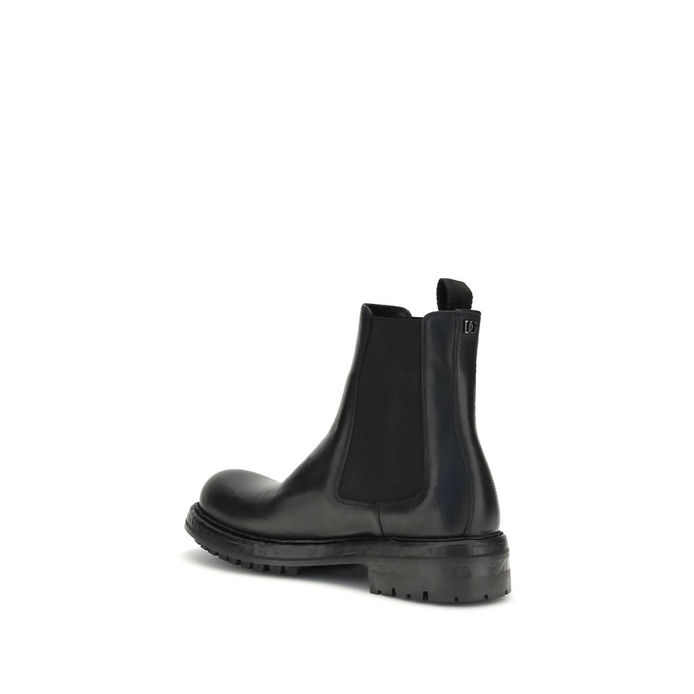 Dolce & Gabbana Black Calf Leather Bos Taurus Chelsea Boots | Regal Royce