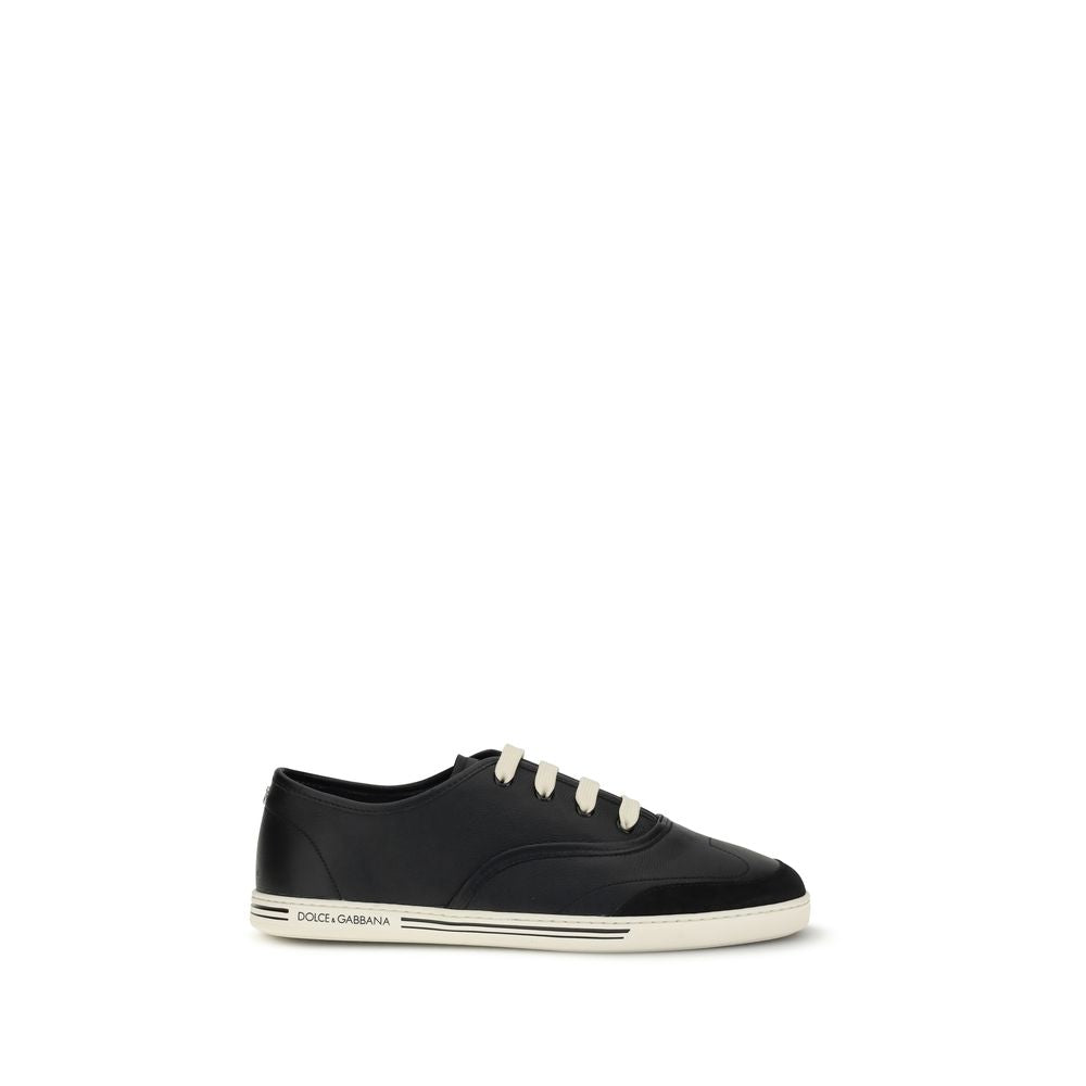 Dolce & Gabbana Black Calf Leather Bos Taurus Low Top Sneakers | Regal Royce