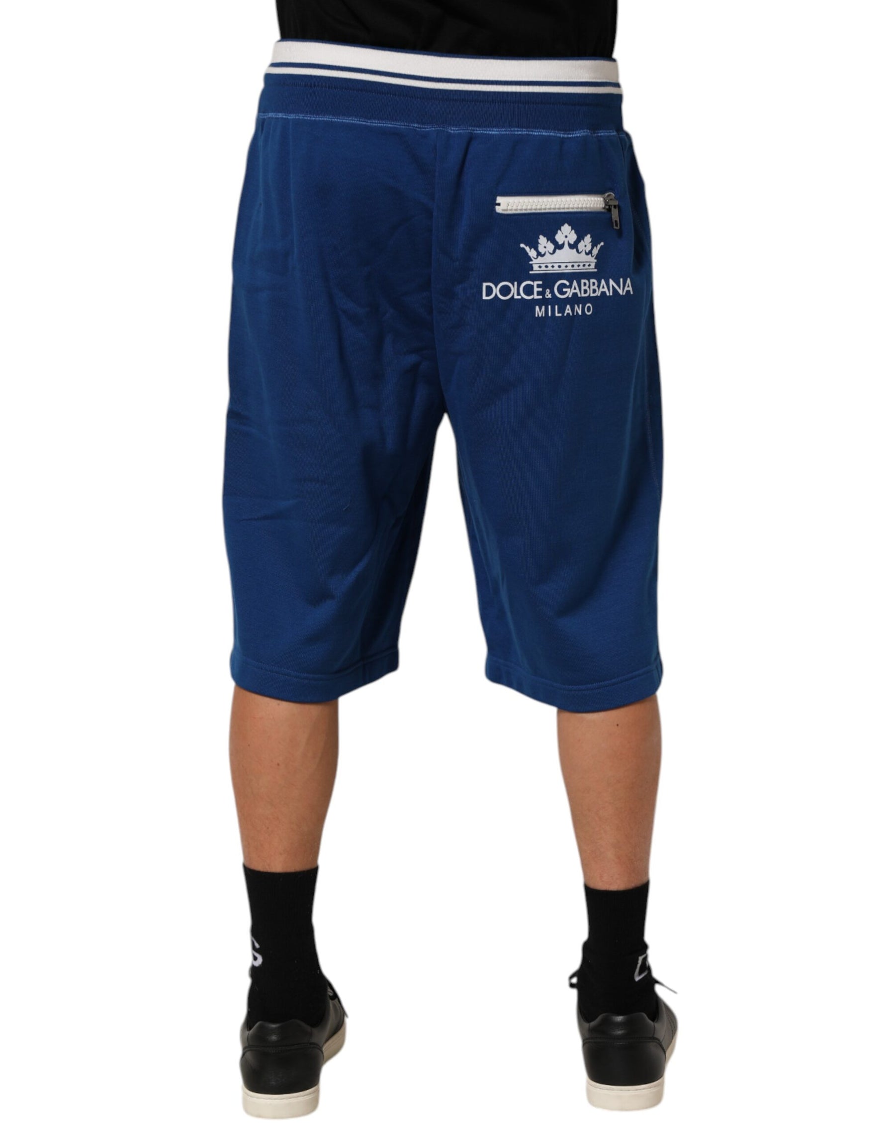 Dolce & Gabbana Blue Cotton Blend Bermuda Sweatpants Shorts | Regal Royce