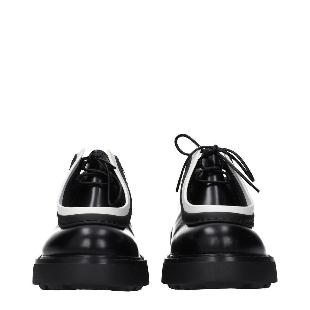 Prada Black Leather Oxfords And Derbies
