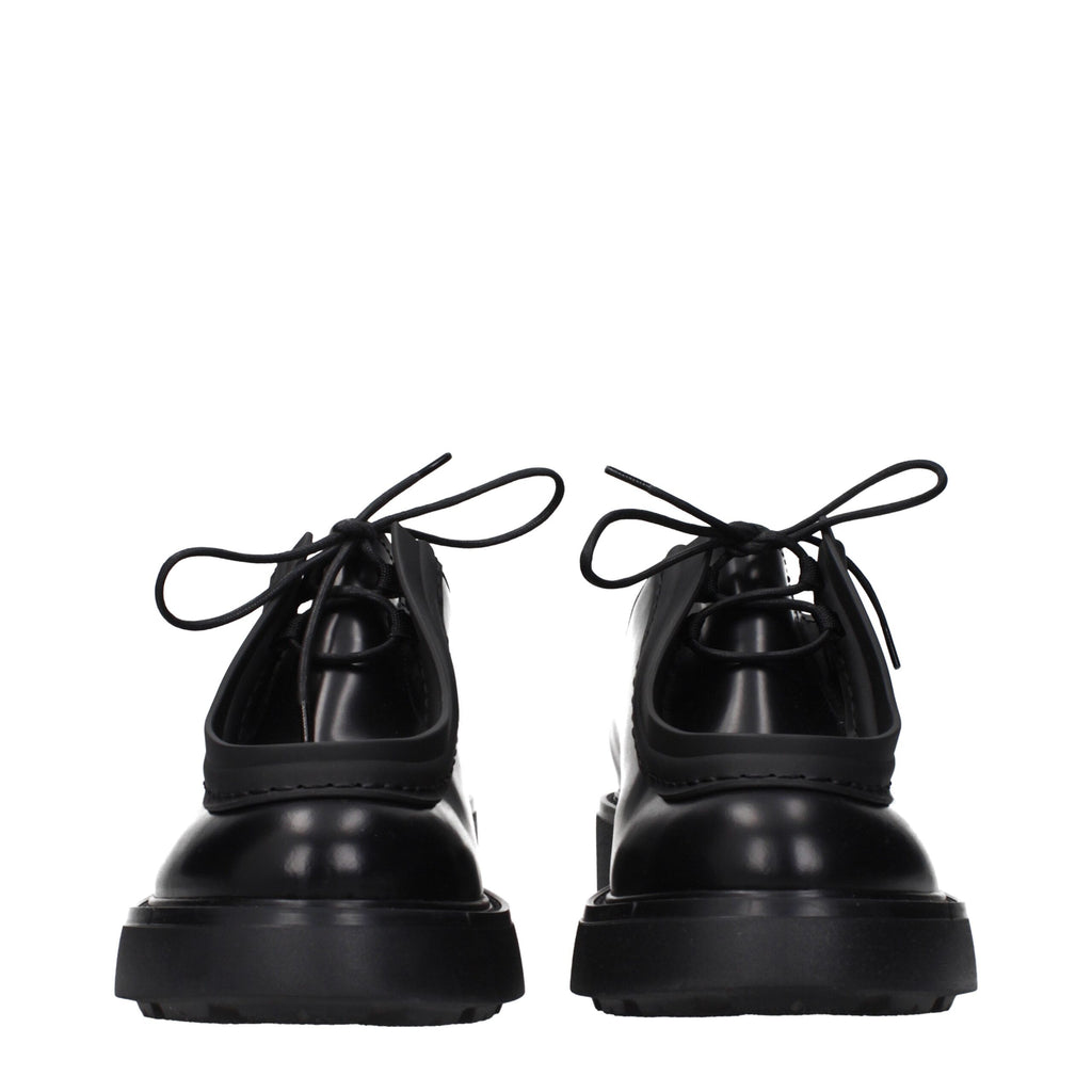 Prada Black Leather Oxfords And Derbies