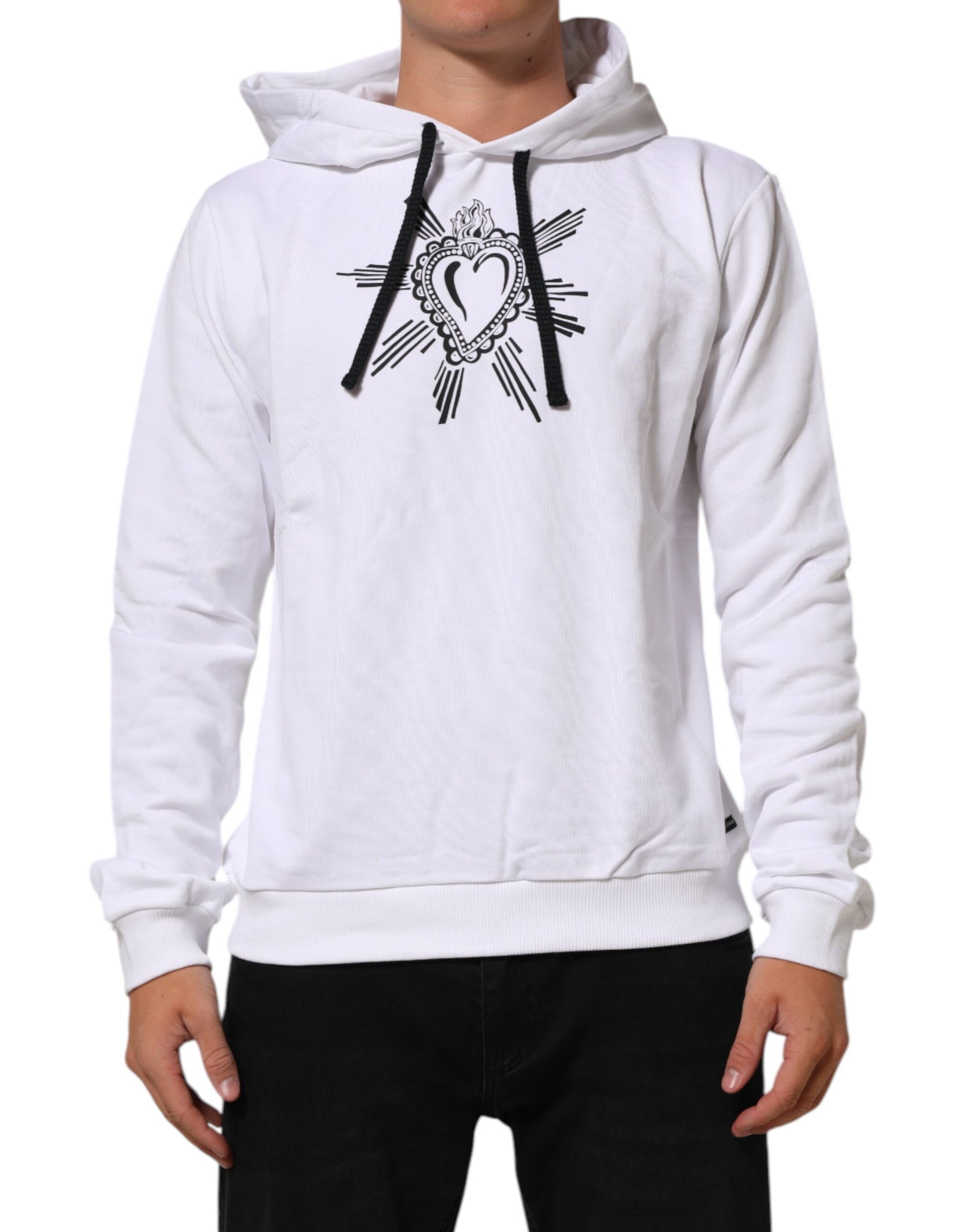 Dolce & Gabbana White Sacred Heart Hooded Sweatshirt Sweater | Regal Royce