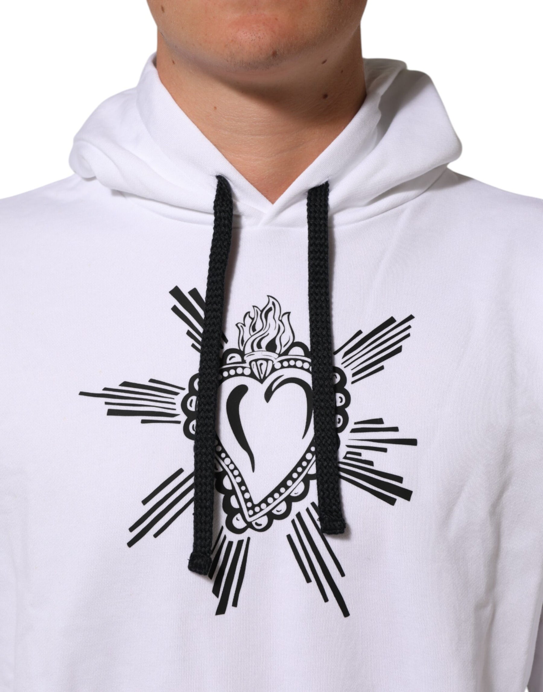 Dolce & Gabbana White Sacred Heart Hooded Sweatshirt Sweater | Regal Royce