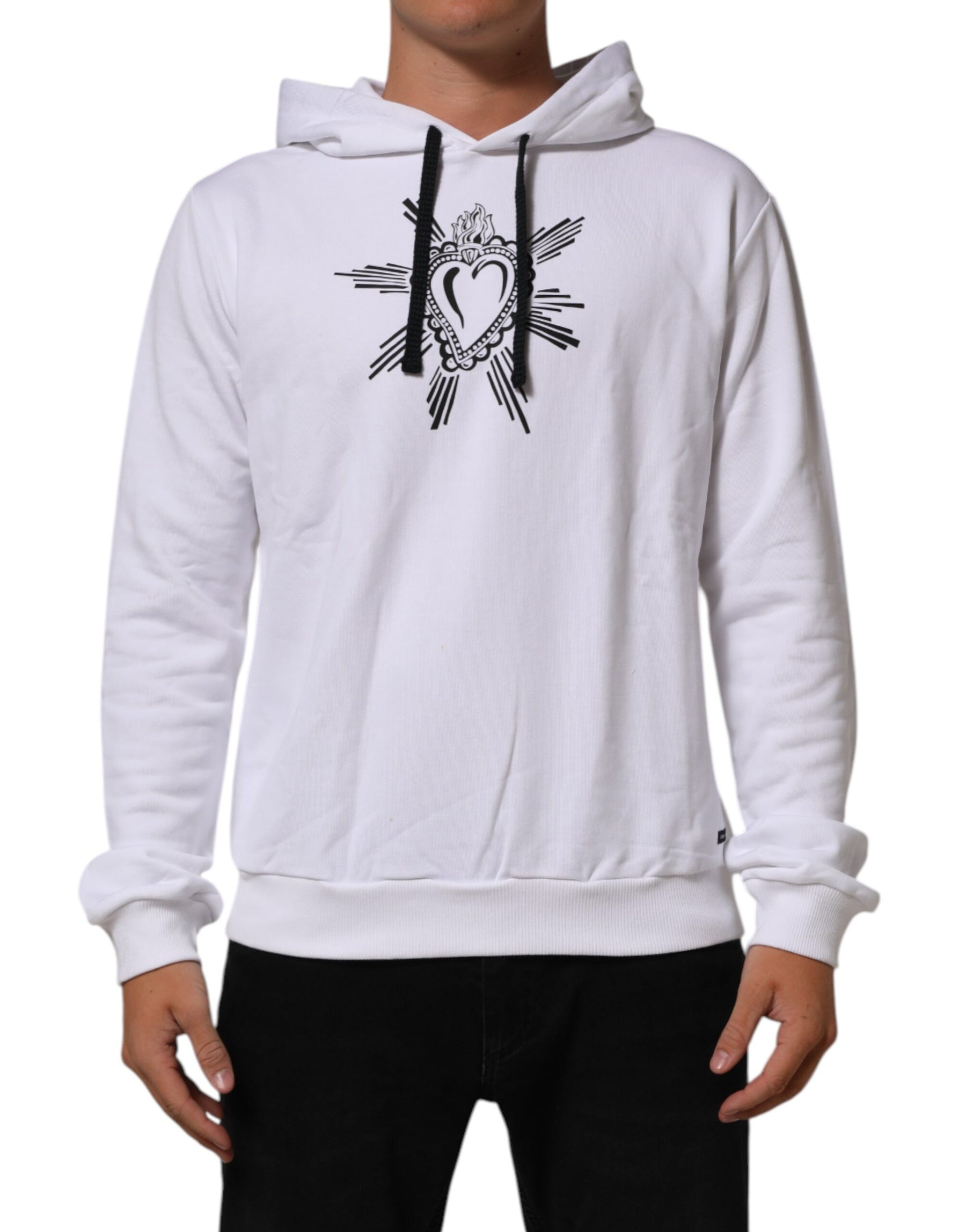 Dolce & Gabbana White Sacred Heart Hooded Sweatshirt Sweater | Regal Royce