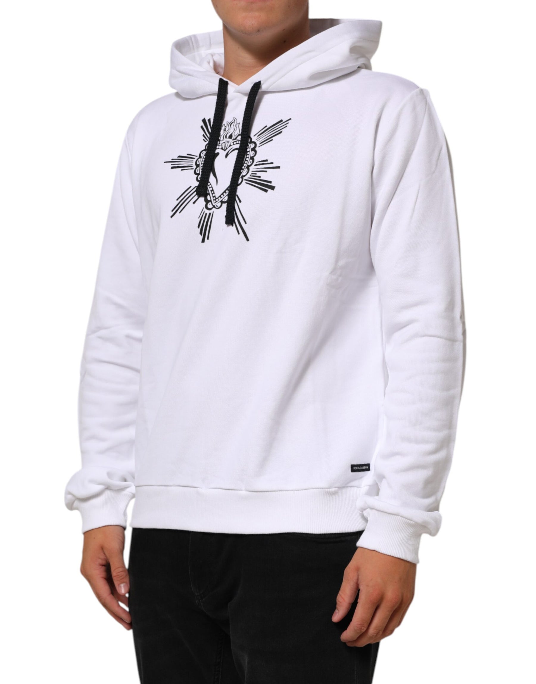Dolce & Gabbana White Sacred Heart Hooded Sweatshirt Sweater | Regal Royce