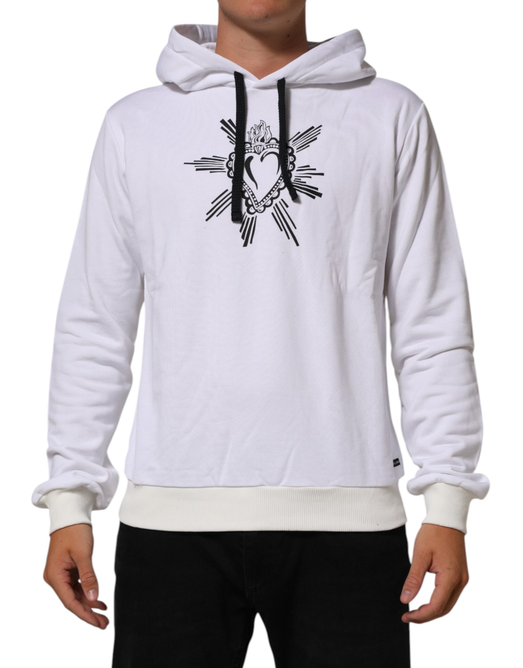 Dolce & Gabbana White Sacred Heart Hooded Sweatshirt Sweater | Regal Royce