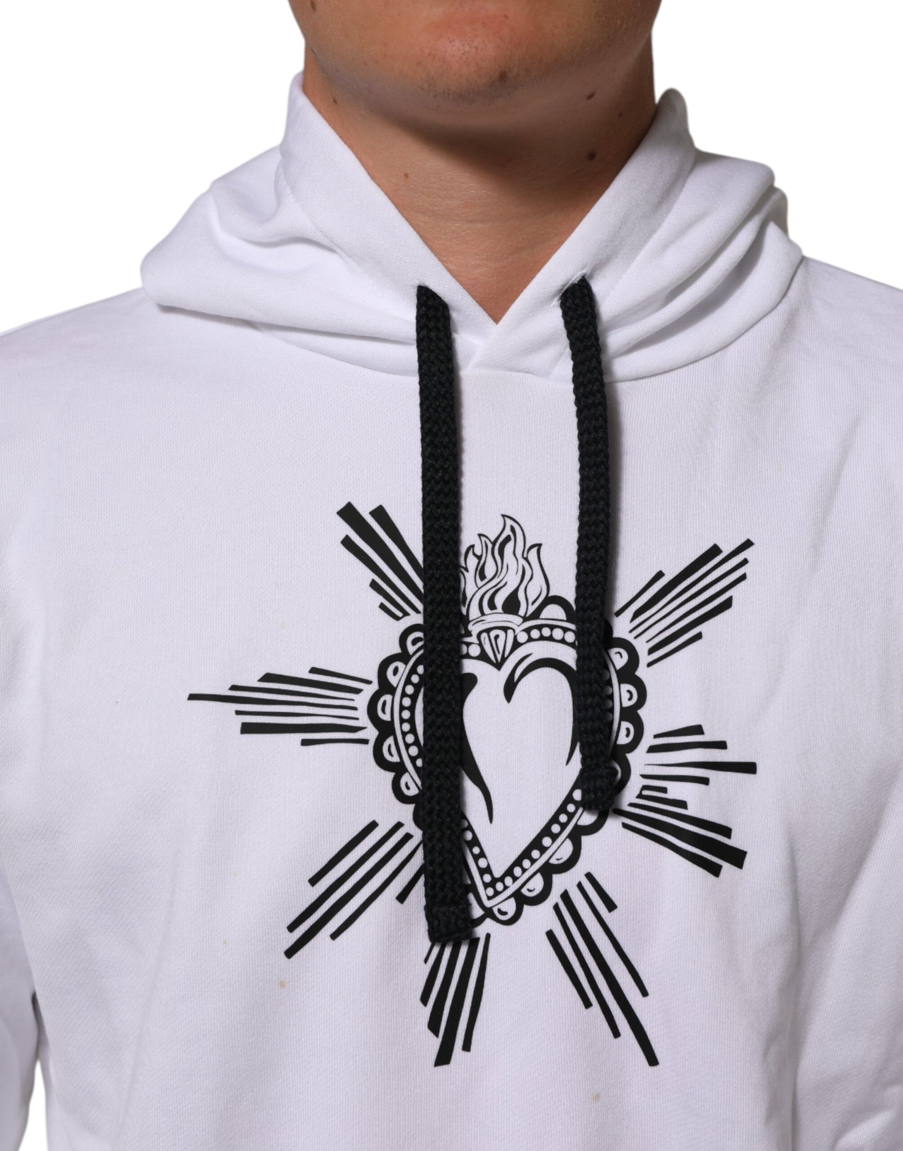 Dolce & Gabbana White Sacred Heart Hooded Sweatshirt Sweater | Regal Royce