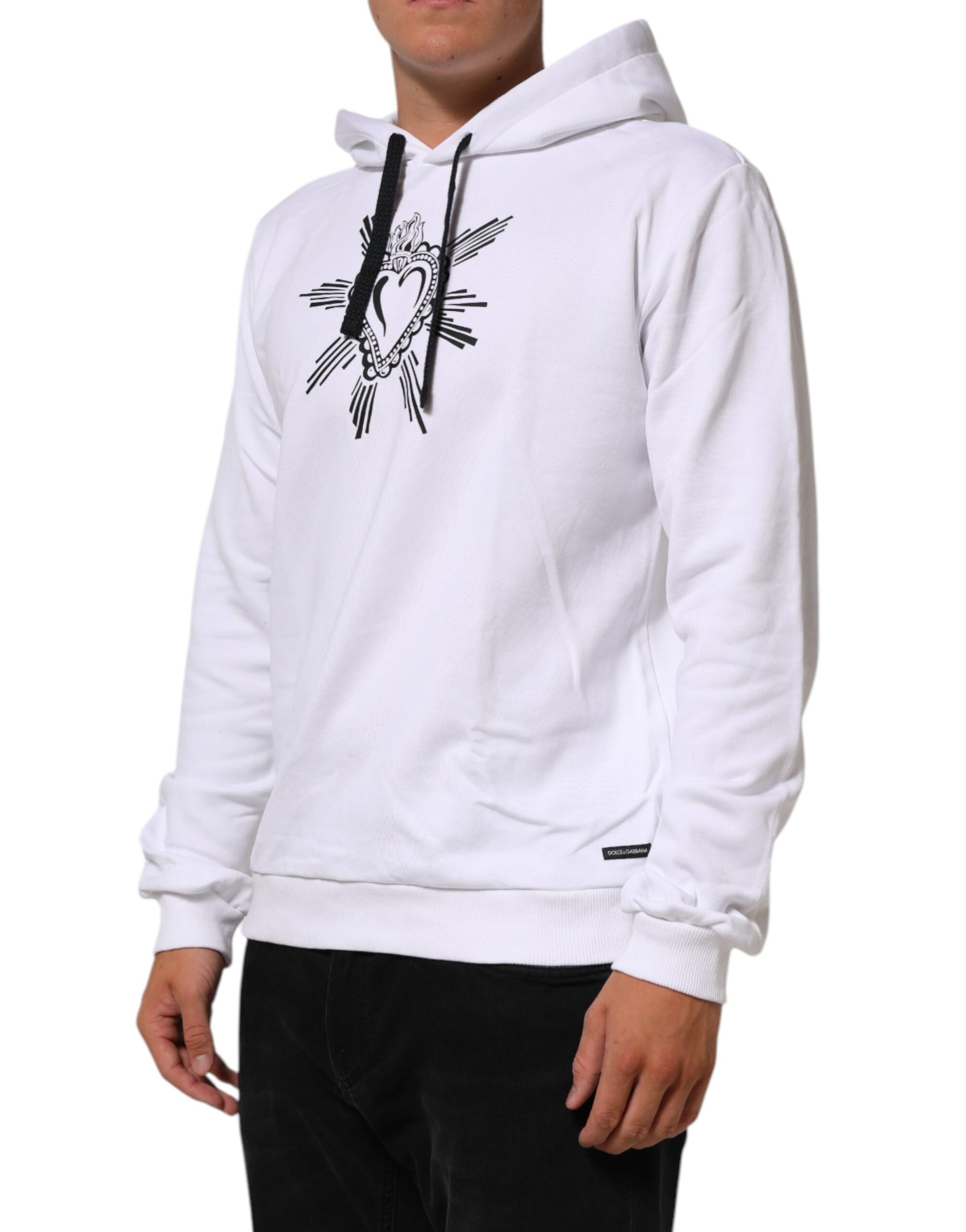 Dolce & Gabbana White Sacred Heart Hooded Sweatshirt Sweater | Regal Royce