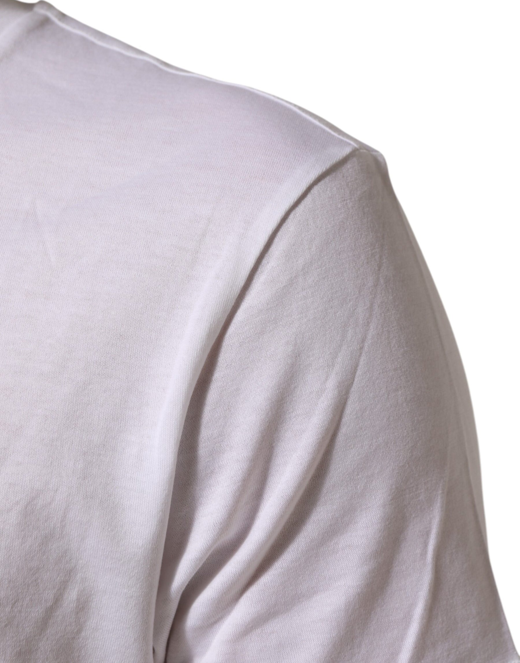 Dolce & Gabbana White Logo Print Cotton Crew Neck T-shirt | Regal Royce