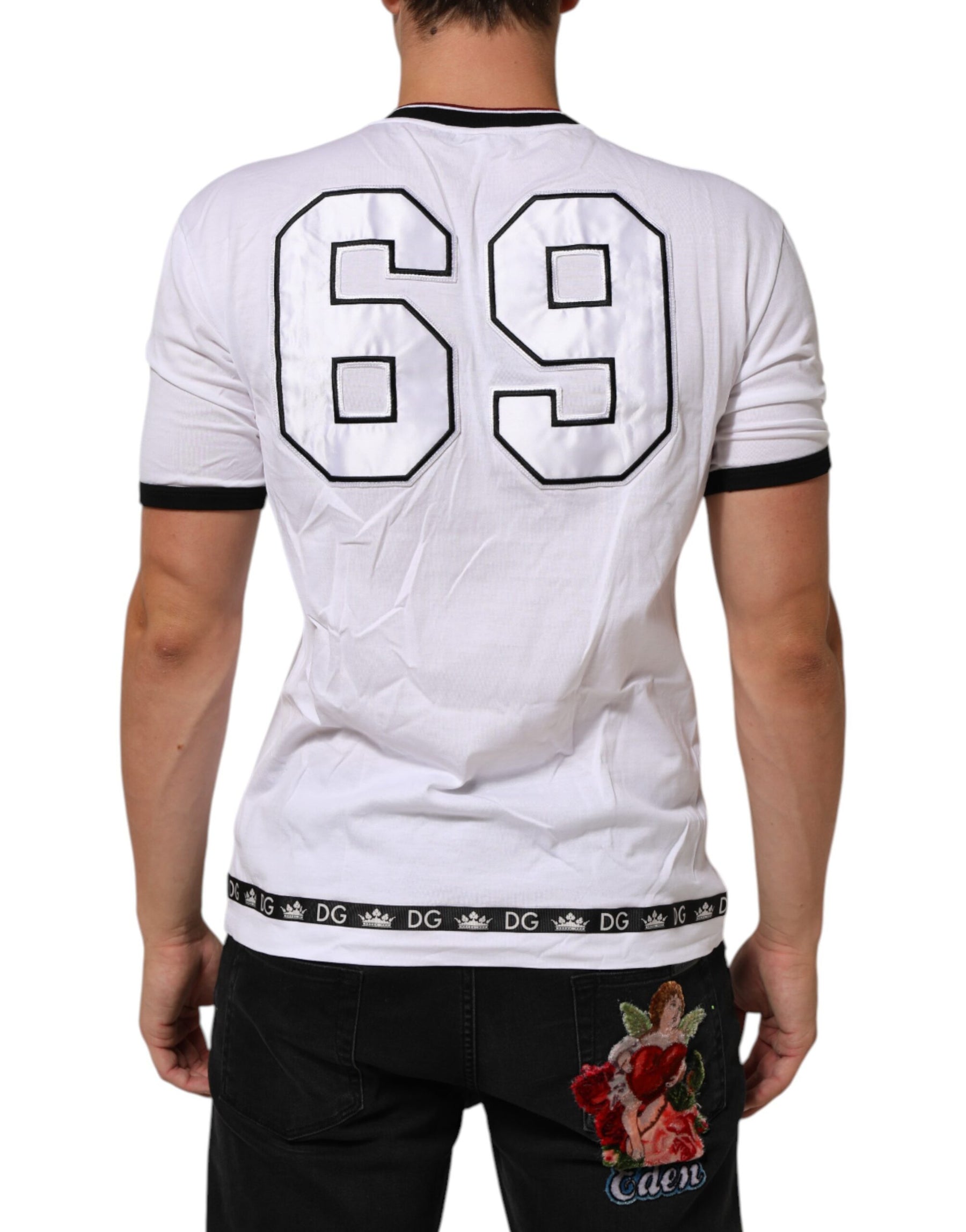 Dolce & Gabbana White Cotton Crown King Embroidery T-shirt | Regal Royce