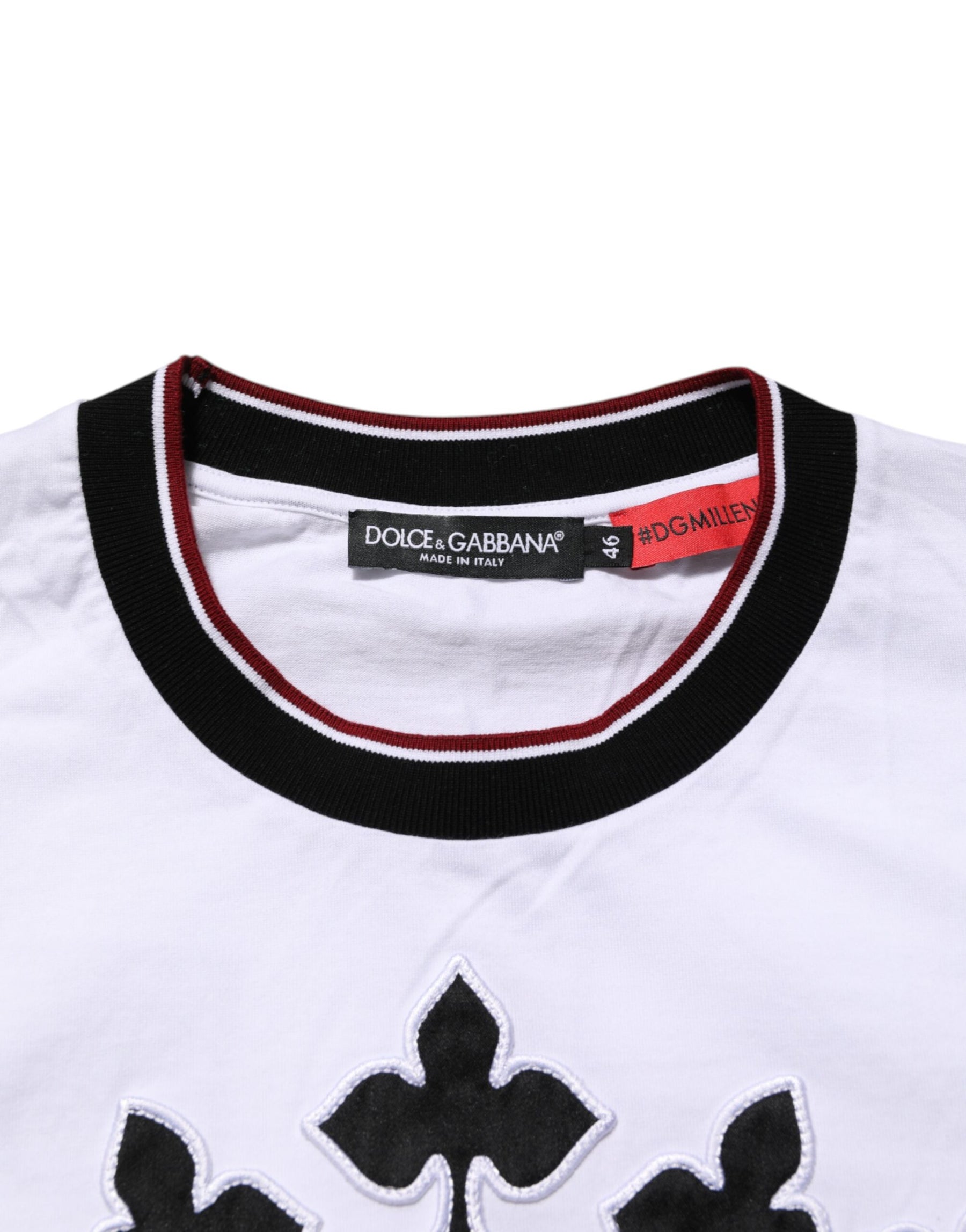 Dolce & Gabbana White Cotton Crown King Embroidery T-shirt | Regal Royce