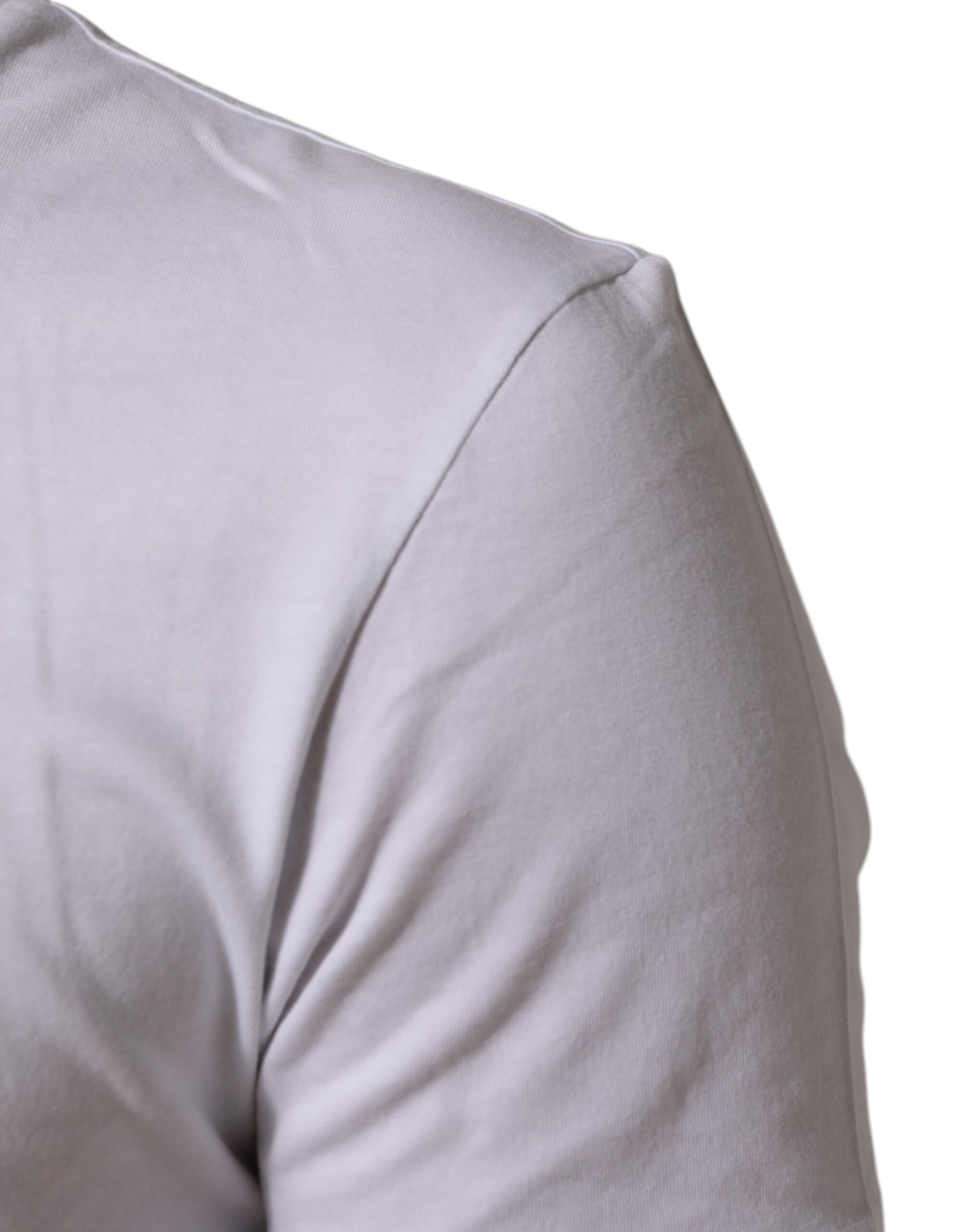 Dolce & Gabbana White Cotton Logo Print Crew Neck Men T-shirt | Regal Royce