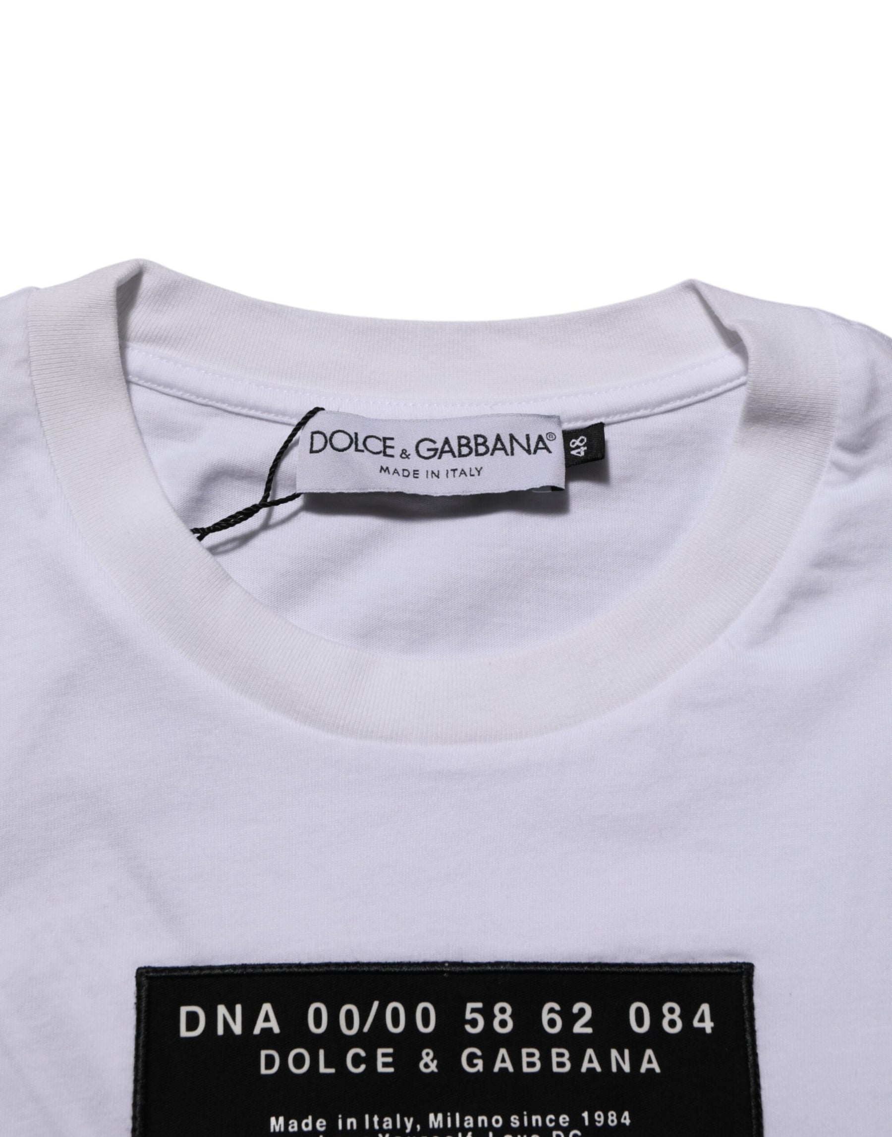 Dolce & Gabbana White Cotton Logo Print Crew Neck Men T-shirt | Regal Royce