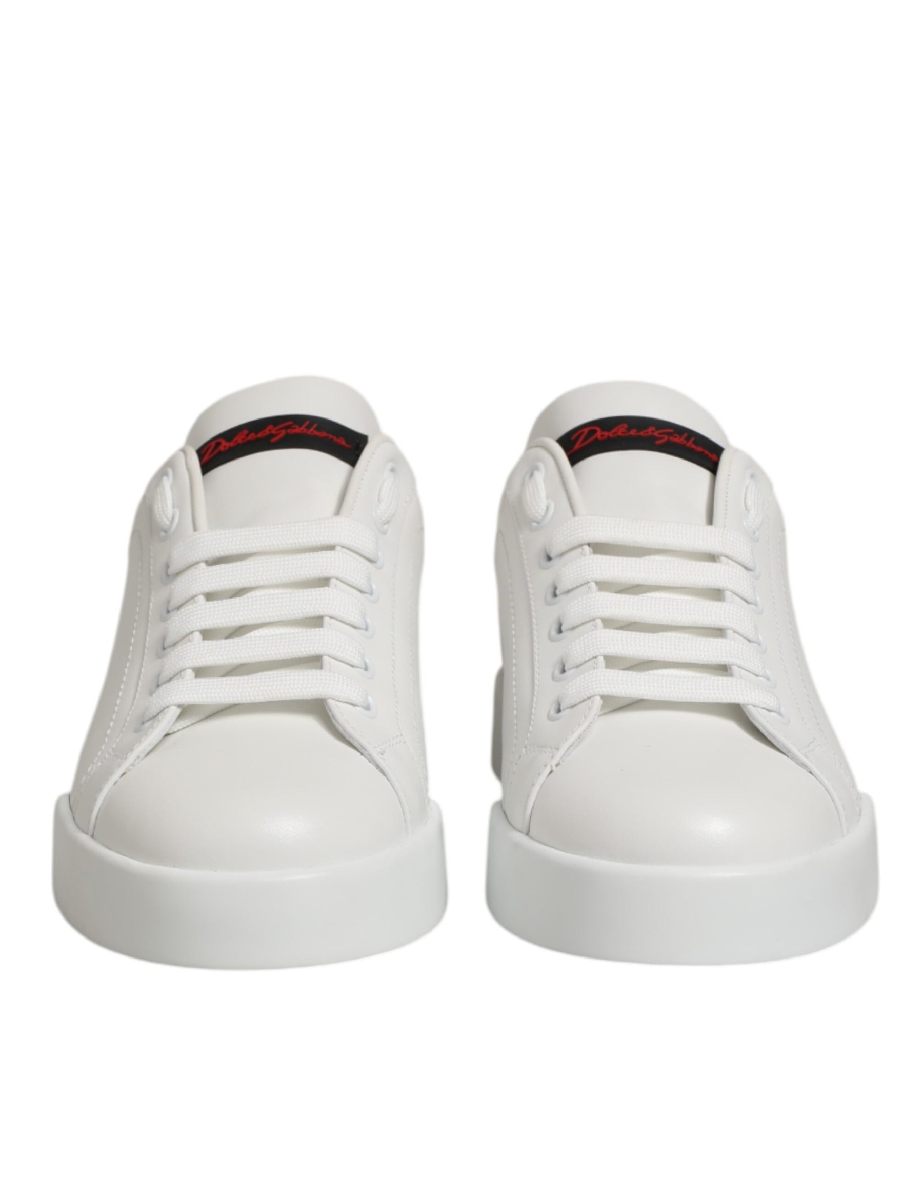 Dolce & Gabbana White Leather Lace Up Low Top Sneakers Shoes | Regal Royce