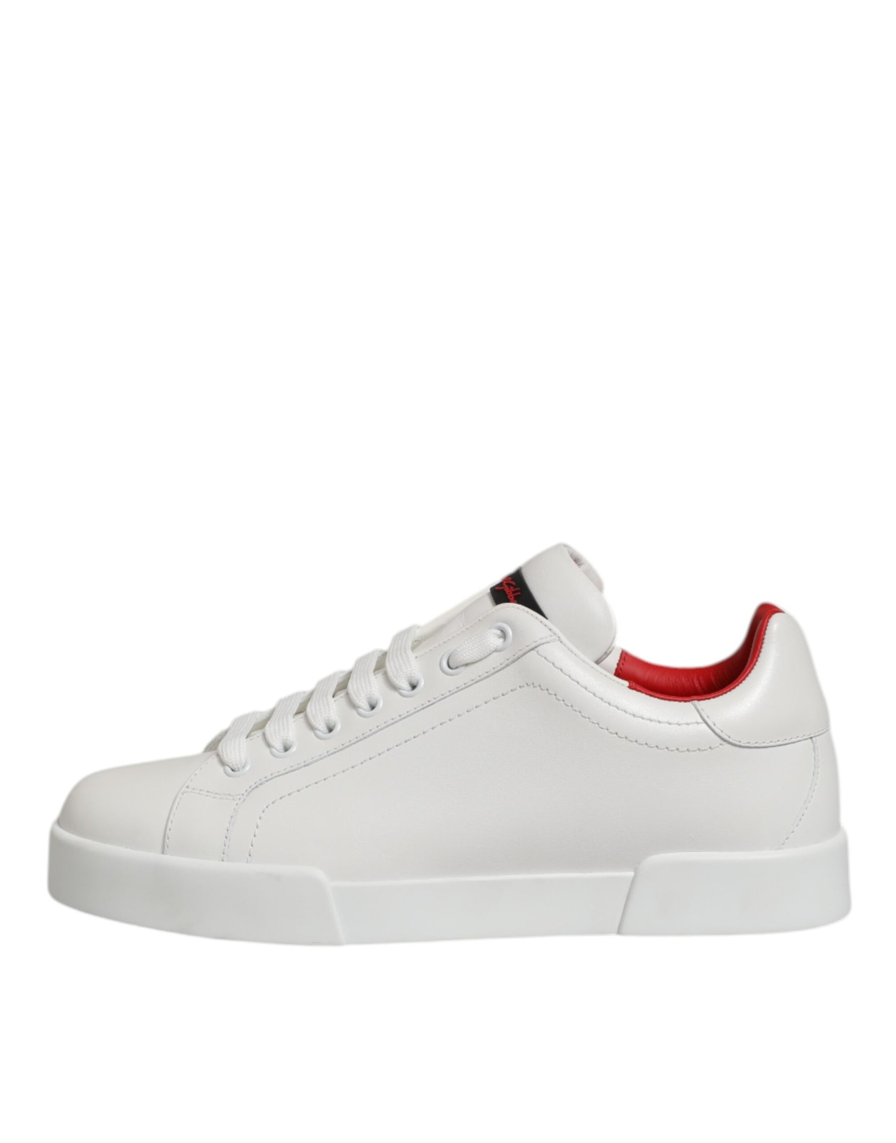 Dolce & Gabbana White Leather Lace Up Low Top Sneakers Shoes | Regal Royce
