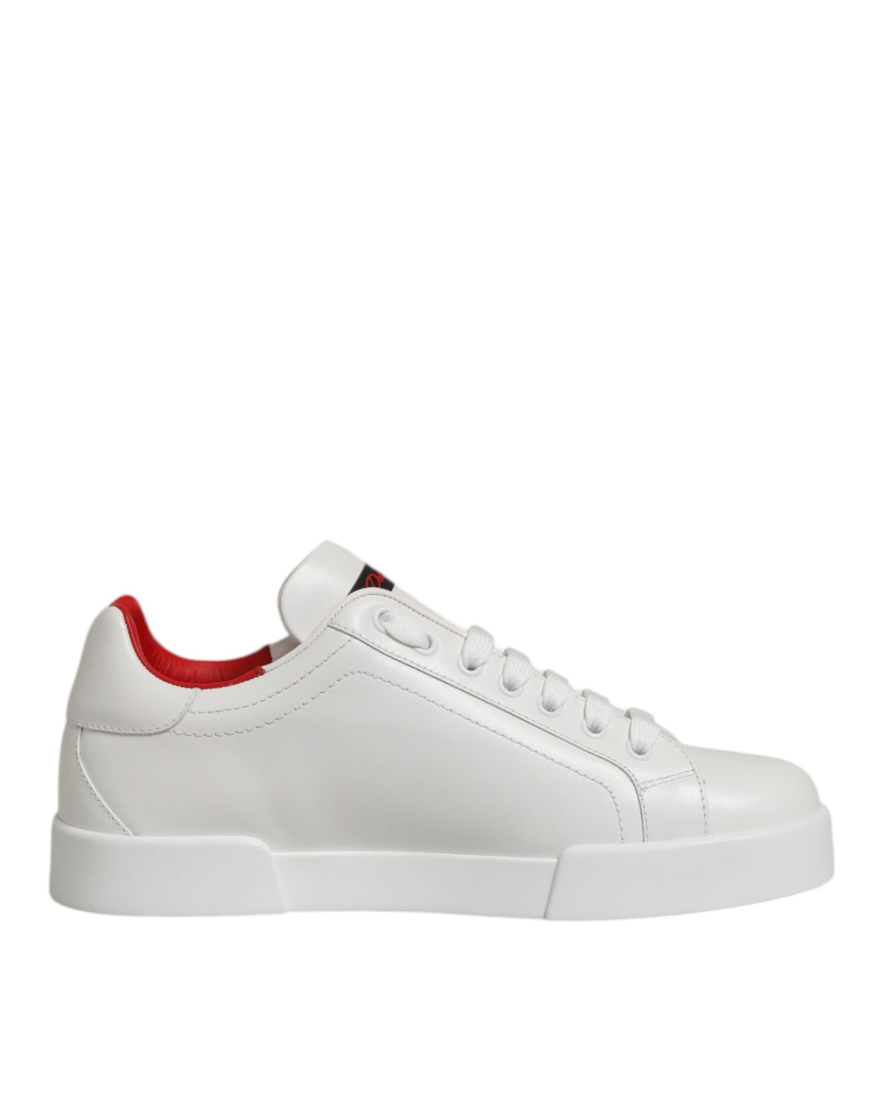 Dolce & Gabbana White Leather Lace Up Low Top Sneakers Shoes | Regal Royce