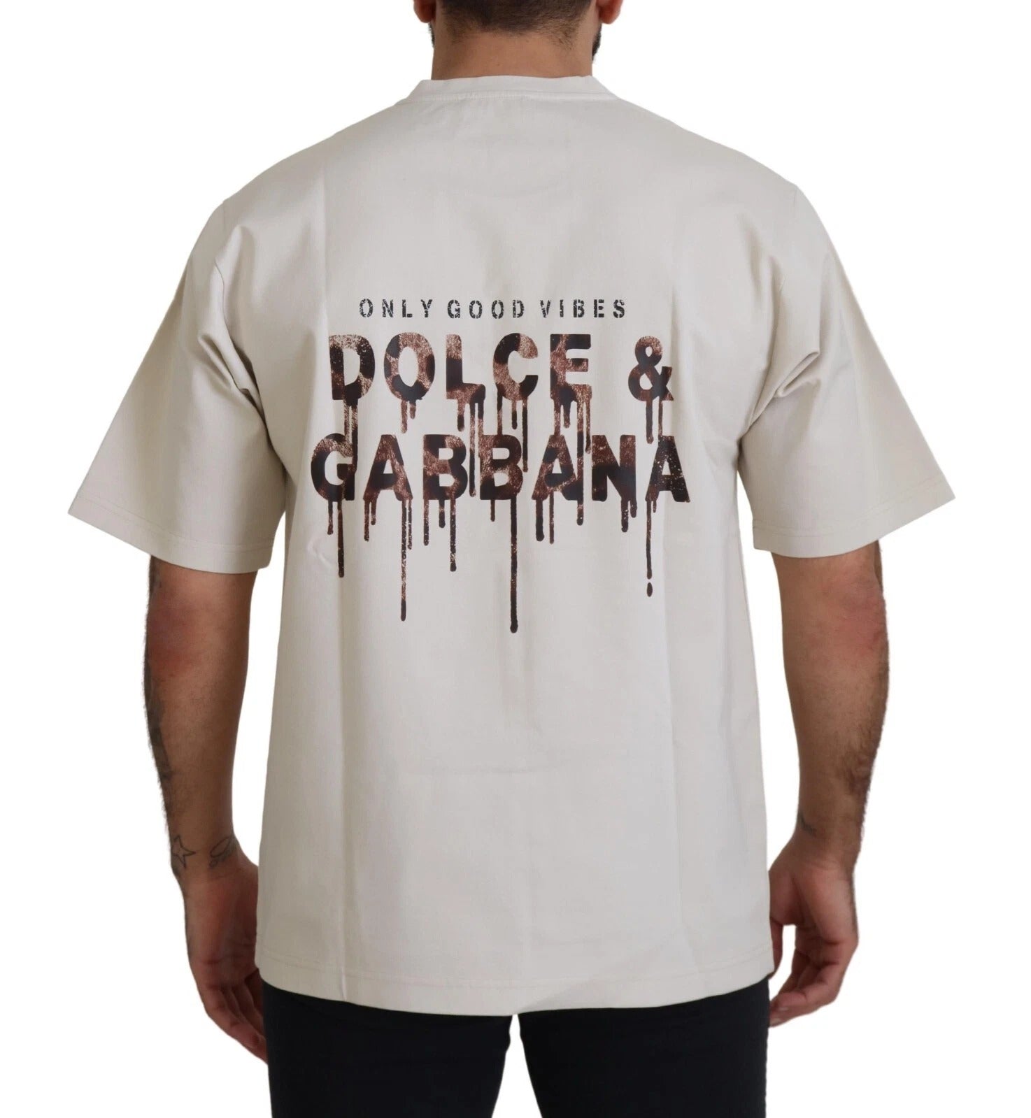 Dolce & Gabbana Ivory Cotton Ivory Printed Crewneck | Regal Royce