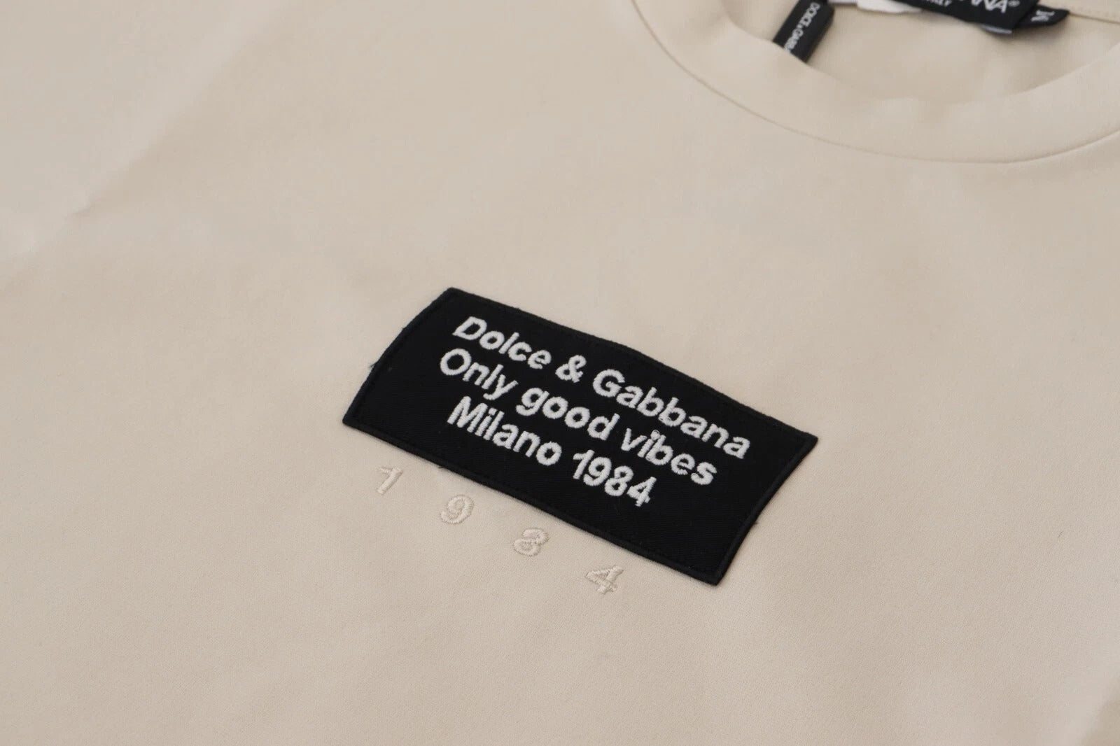 Dolce & Gabbana Ivory Cotton Ivory Printed Crewneck | Regal Royce