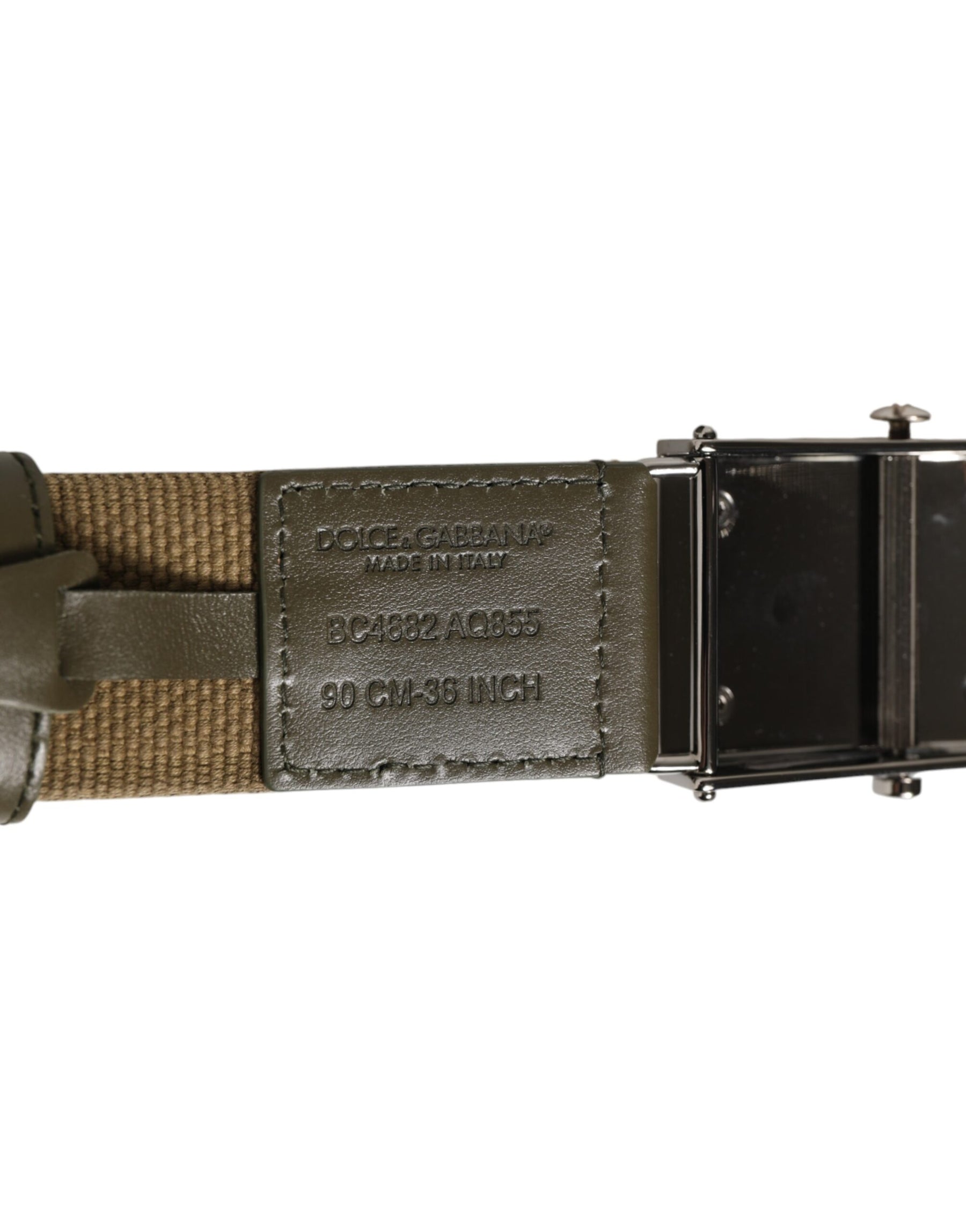 Dolce & Gabbana Military Green Nylon Logo Metal Buckle Belt | Regal Royce