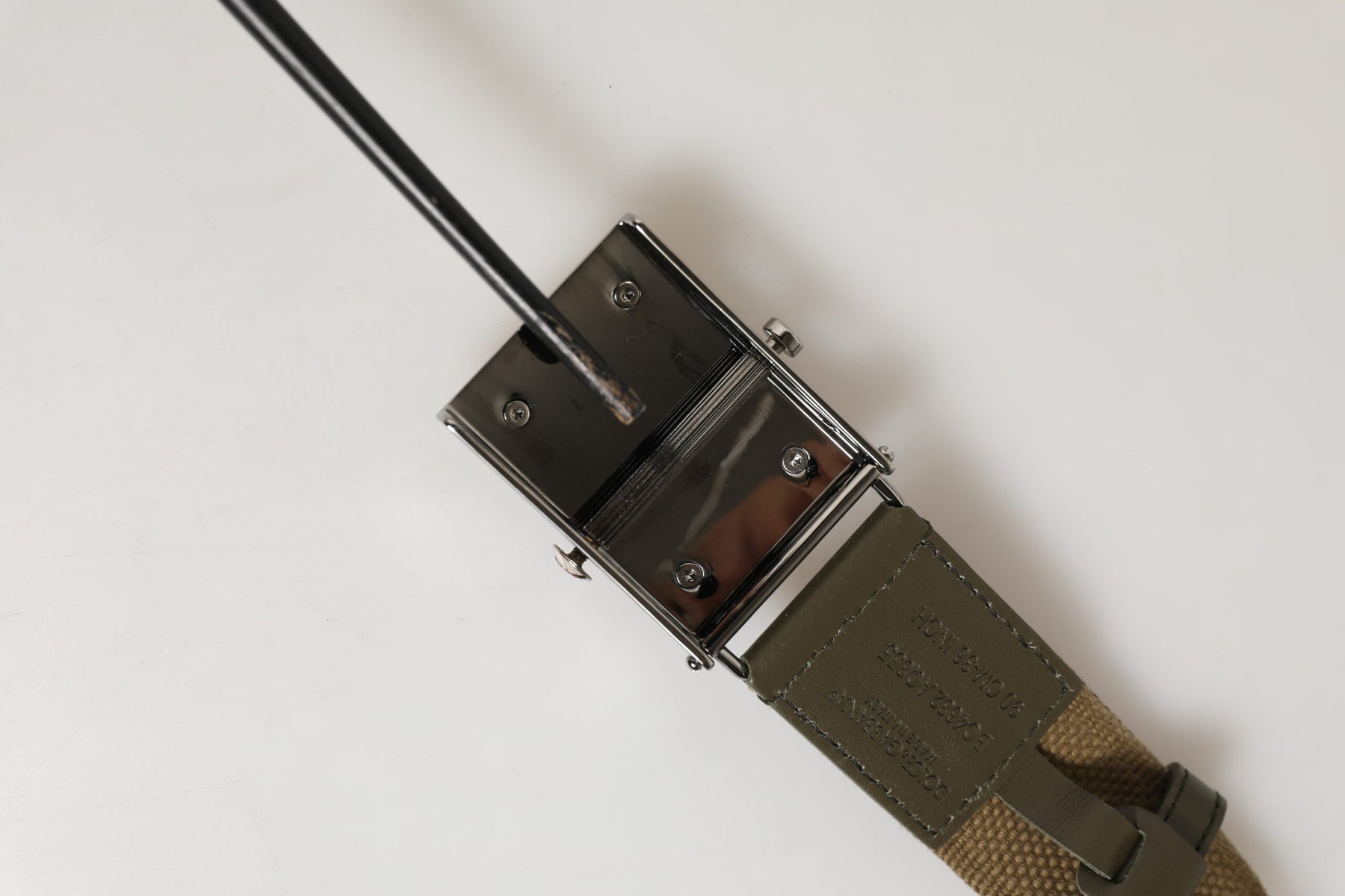 Dolce & Gabbana Military Green Nylon Logo Metal Buckle Belt | Regal Royce