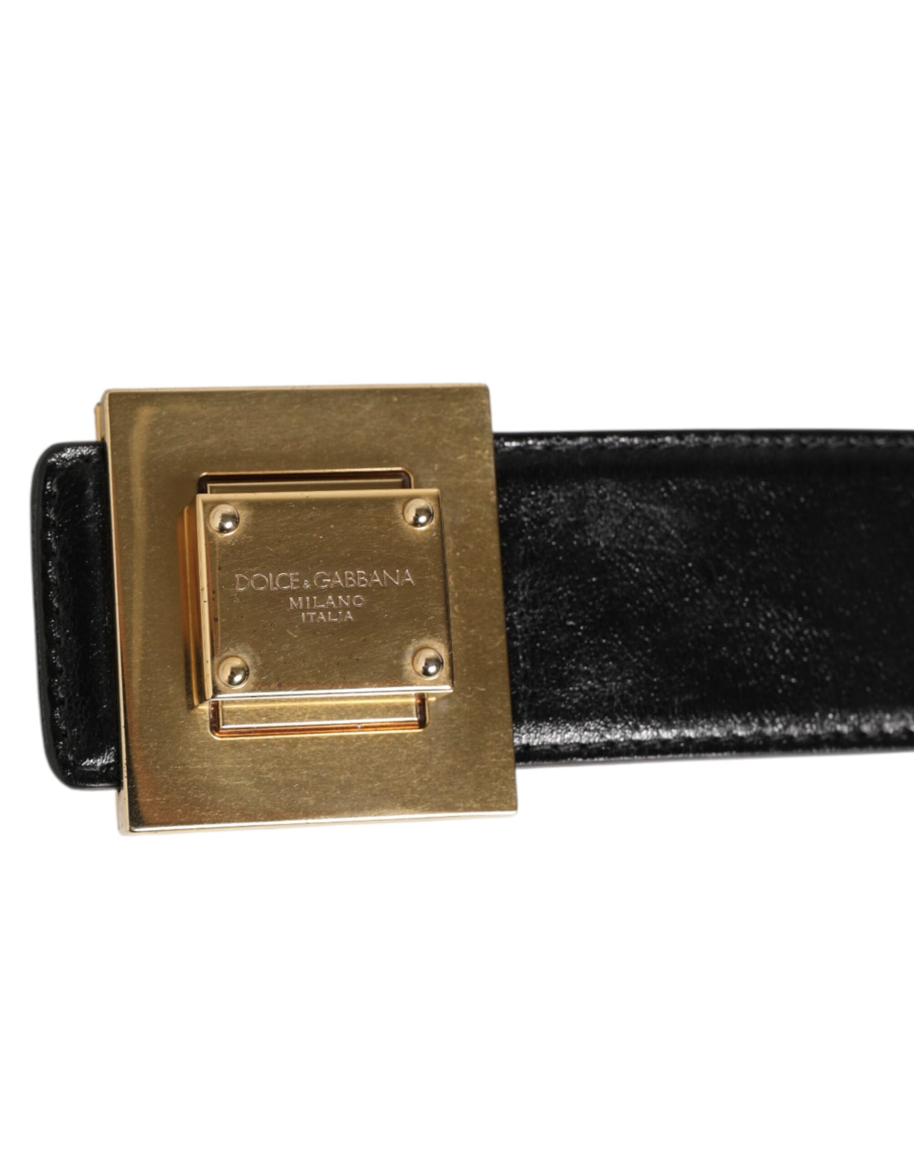 Dolce & Gabbana Black Leather Classic Metal Logo Buckle Belt | Regal Royce