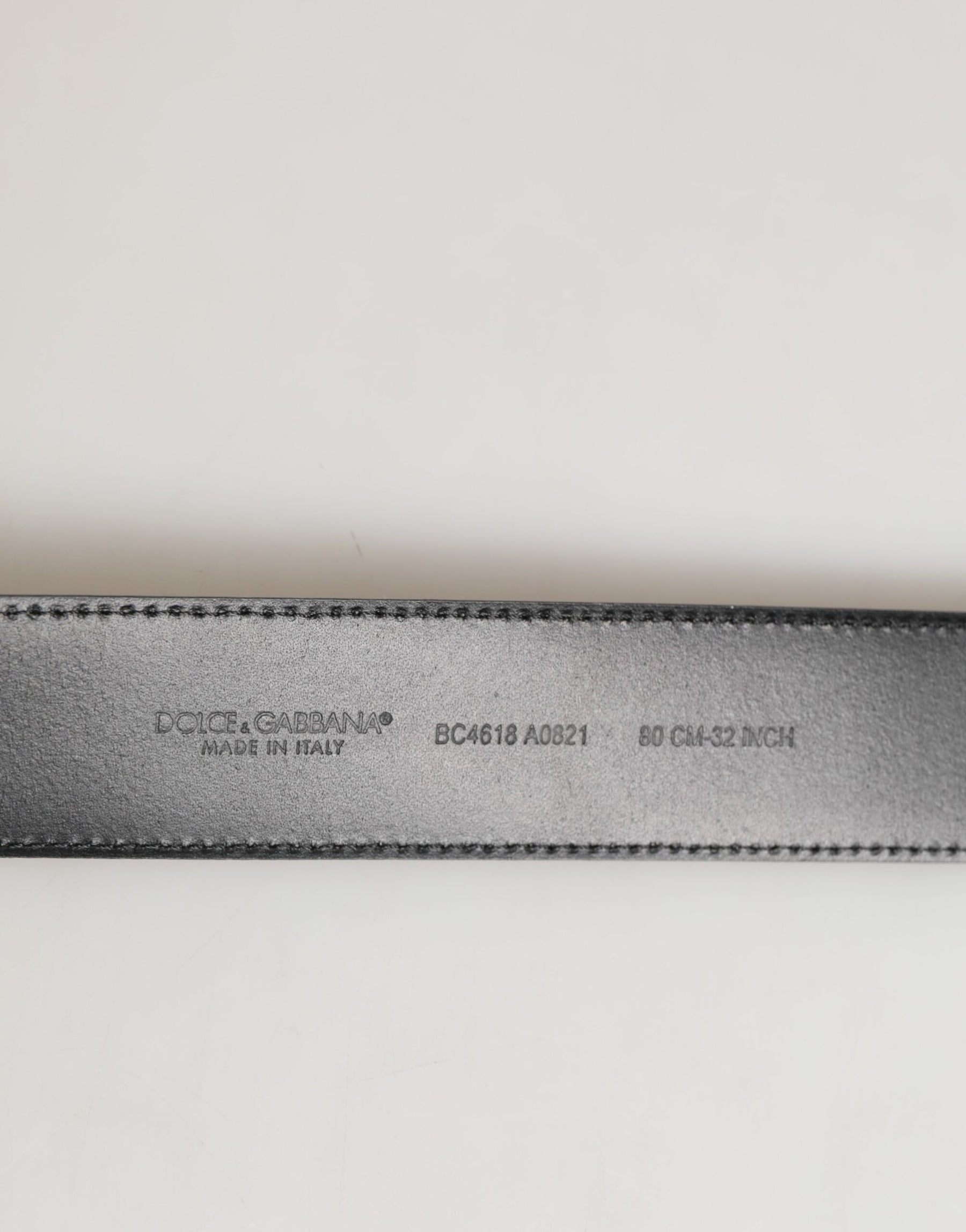 Dolce & Gabbana Black Leather Classic Metal Logo Buckle Belt | Regal Royce