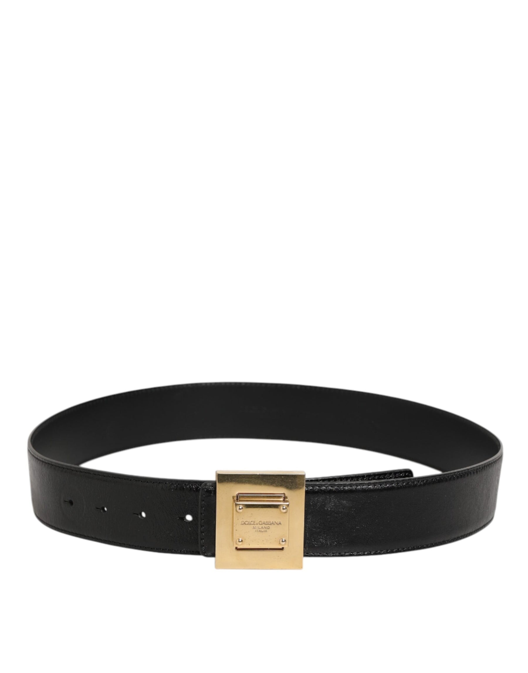 Dolce & Gabbana Black Leather Classic Metal Logo Buckle Belt | Regal Royce