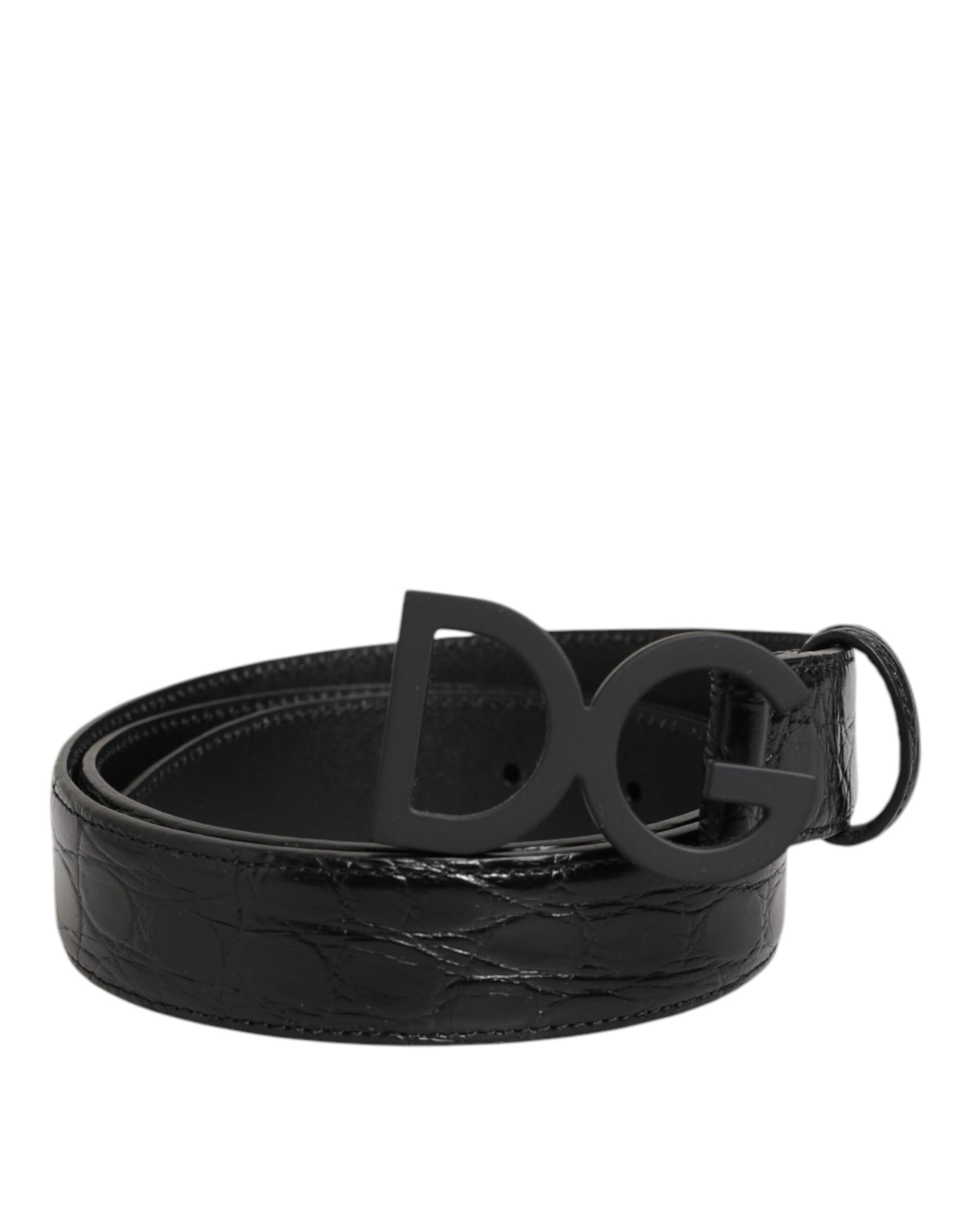 Dolce & Gabbana Black Exotic Leather Metal Logo Buckle Belt | Regal Royce